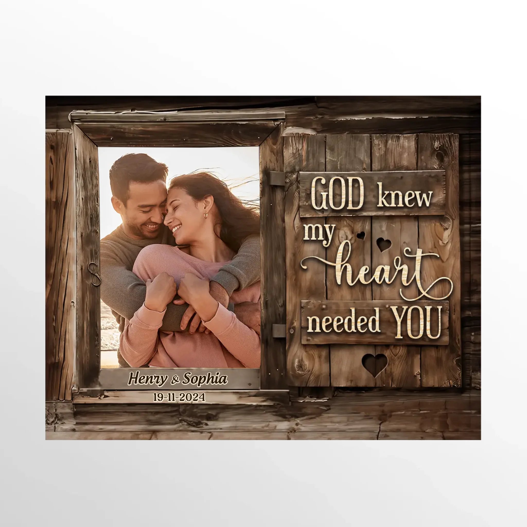 Custom Photo God Knew My Heart Needed You - Couple Personalized Custom Car Visor Clip - Christmas Gift For Husband Wife, Anniversary