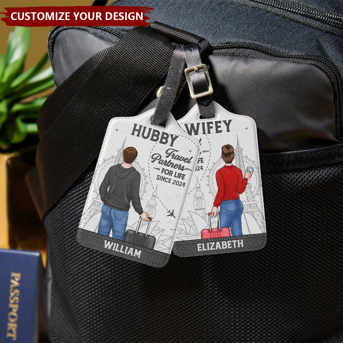 Exploring The World, Hand In Hand - Travel Personalized Custom Combo 2 Luggage Tags