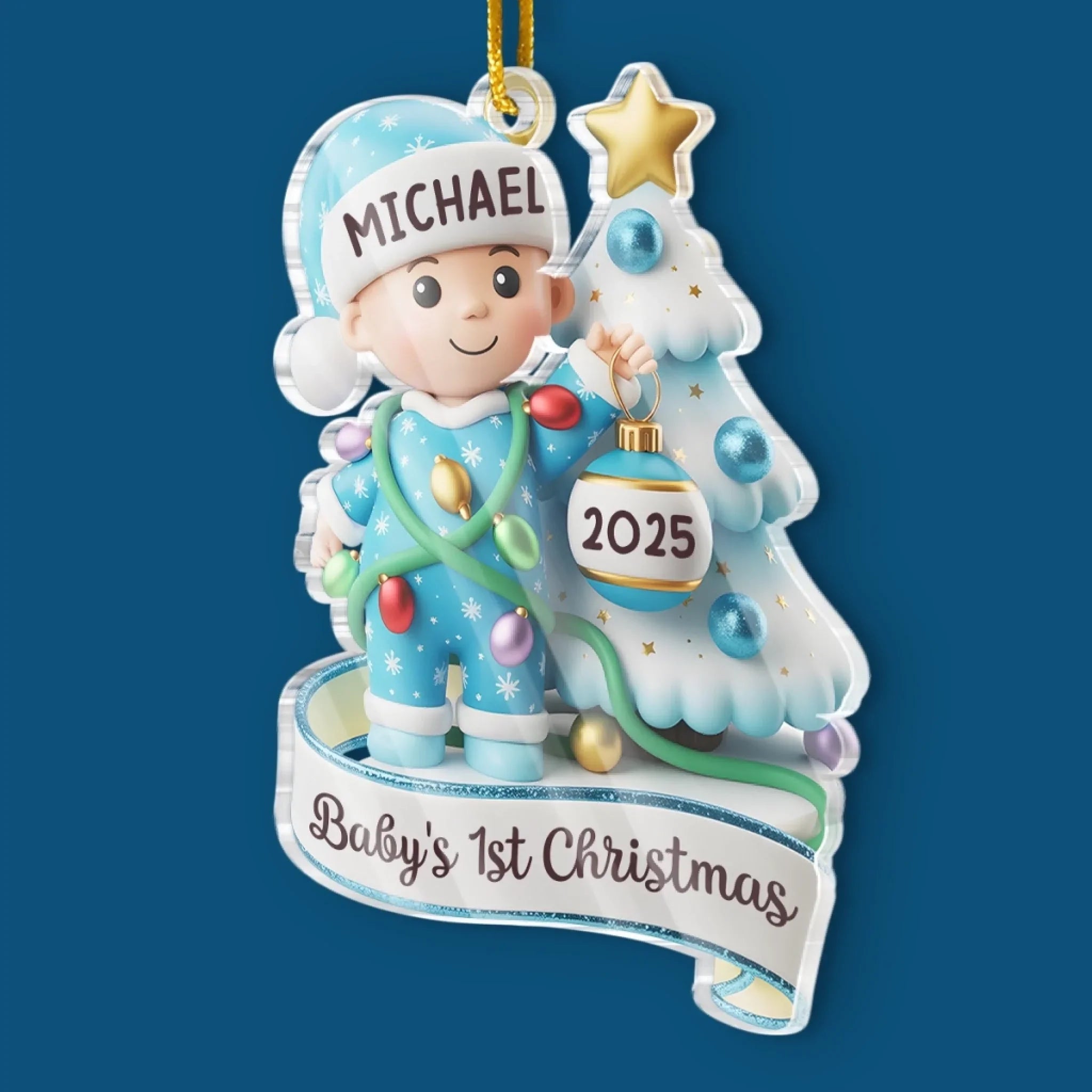 Custom Acrylic Ornament - Personalized Christmas Baby Shower, Gender Reveal Gifts For New Moms, New Dads, New Parents - Stockings, Snows, And Baby Giggles