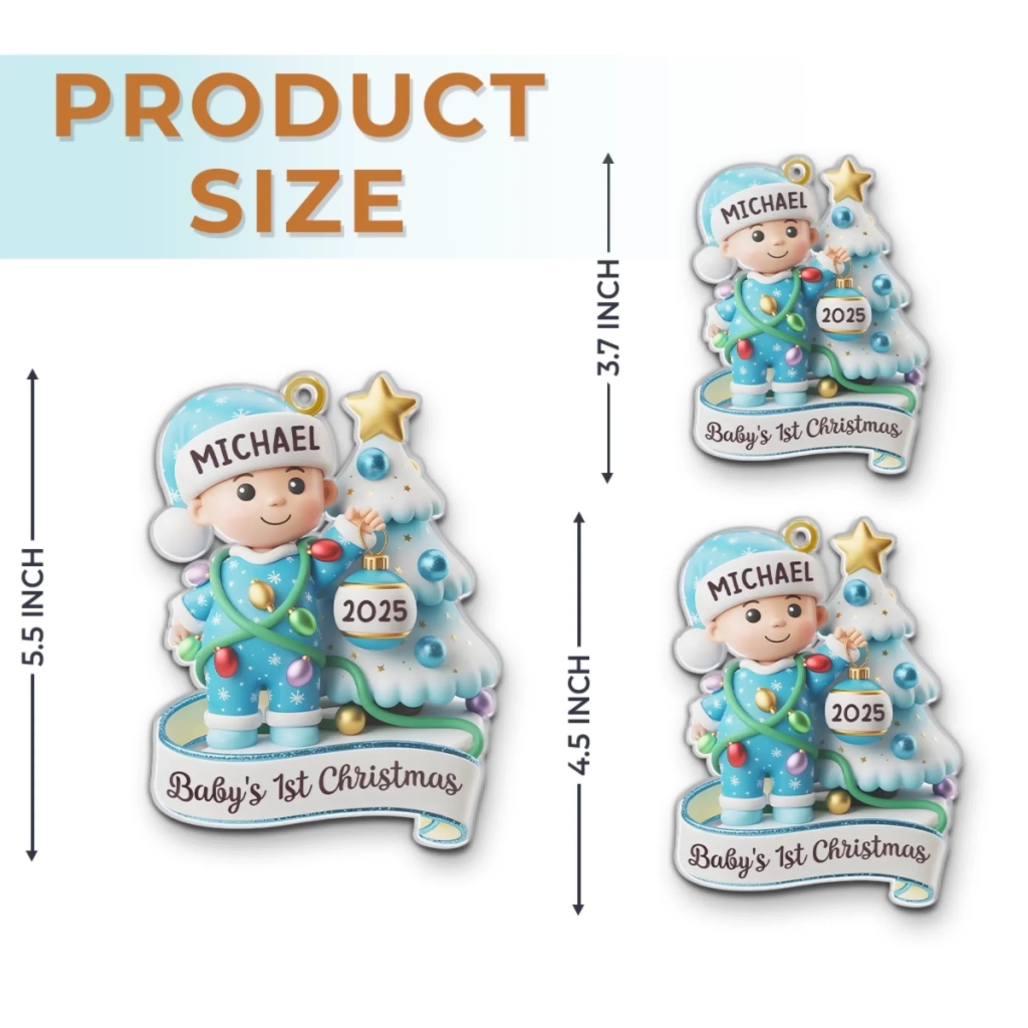 Custom Acrylic Ornament - Personalized Christmas Baby Shower, Gender Reveal Gifts For New Moms, New Dads, New Parents - Stockings, Snows, And Baby Giggles