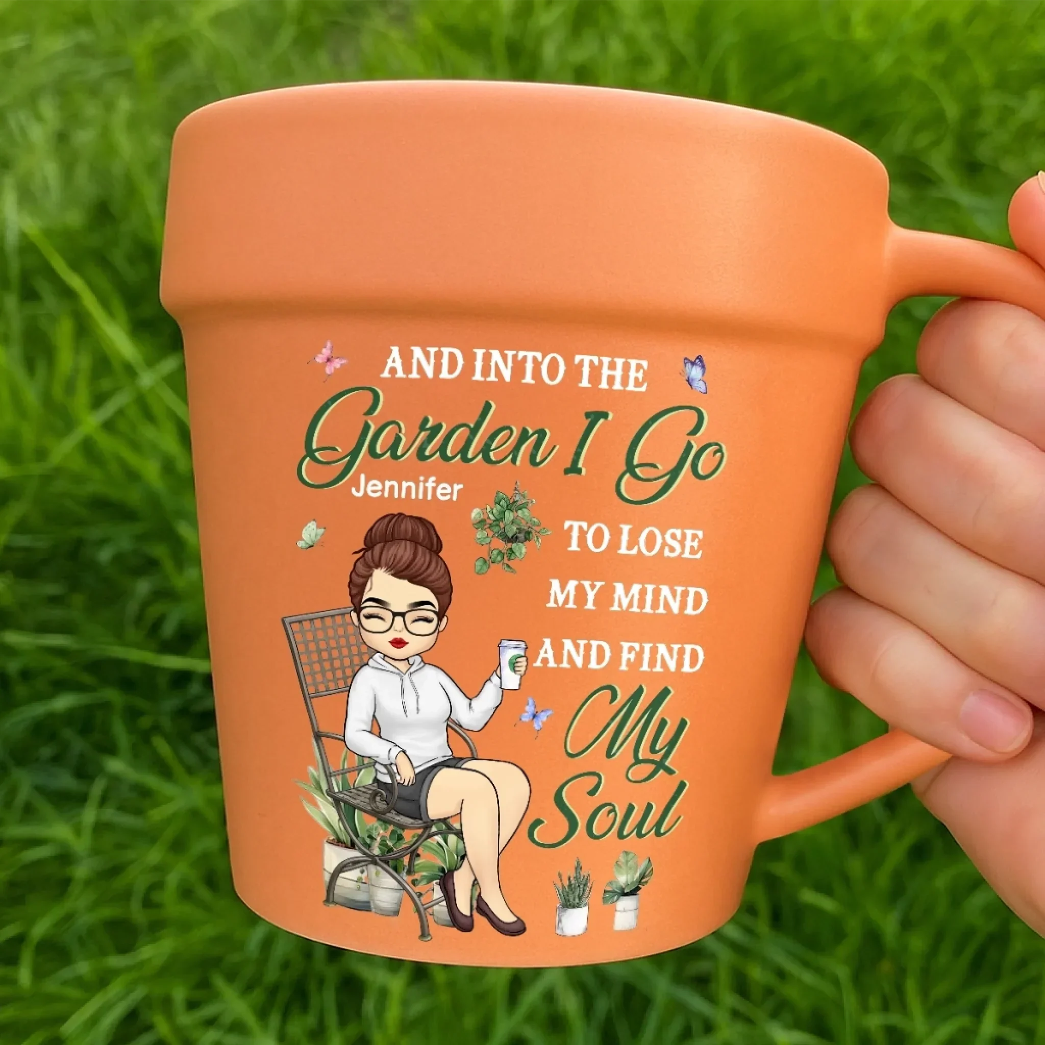 Custom Plant Pot Ceramic Mug - Personalized Garden Gifts For Gardeners - Lose Your Mind, Find Your Soul - Flower Pot Mug