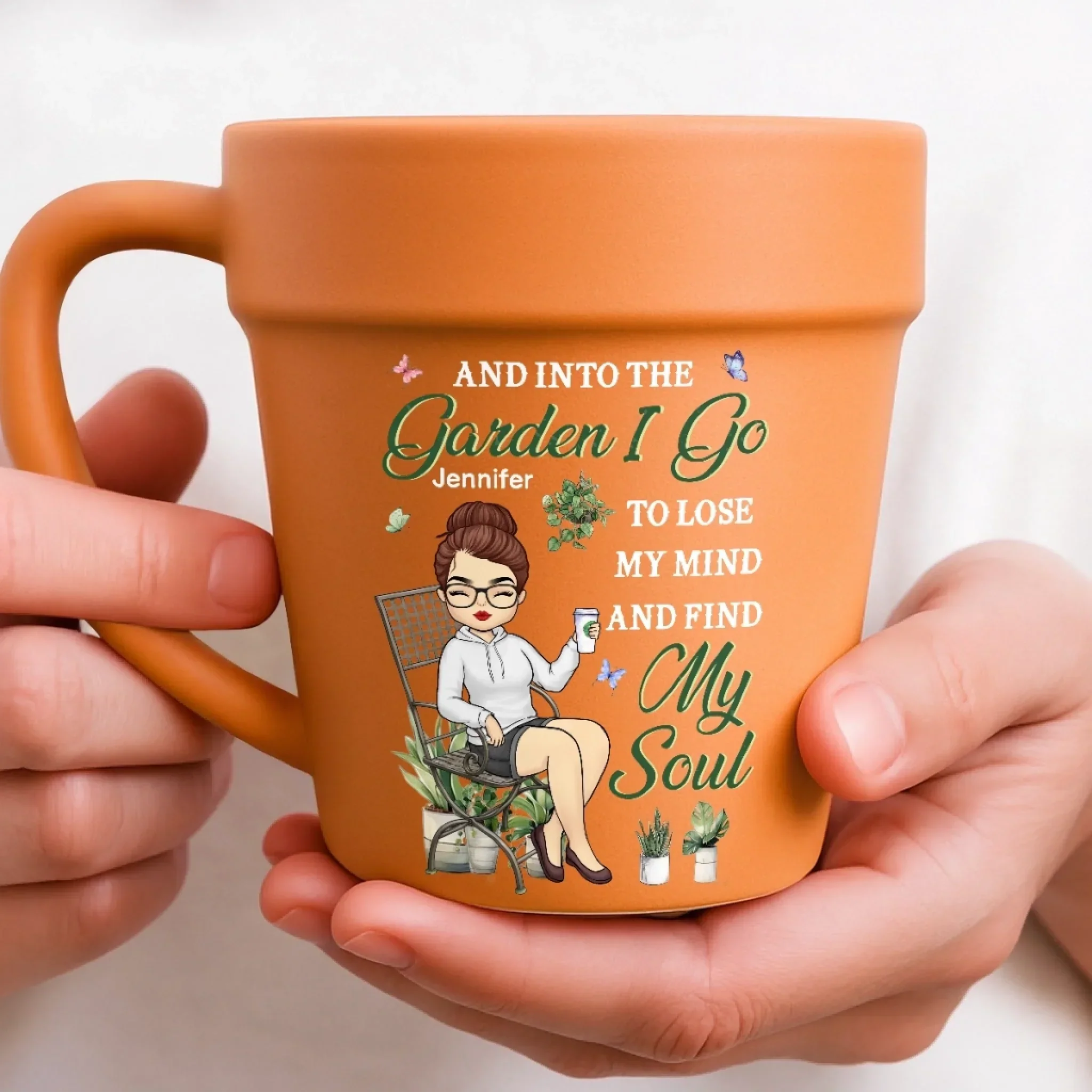 Custom Plant Pot Ceramic Mug - Personalized Garden Gifts For Gardeners - Lose Your Mind, Find Your Soul - Flower Pot Mug