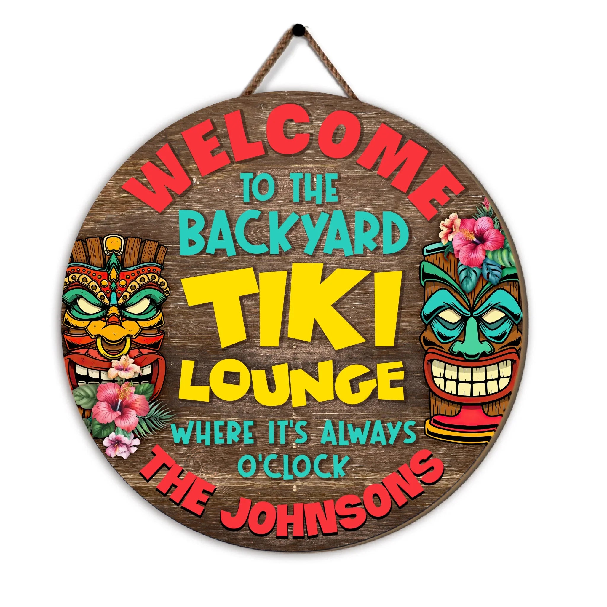 Welcome To The Backyard Tiki Bar - Personalized Wood Sign, Outdoor Bar Backyard Decor