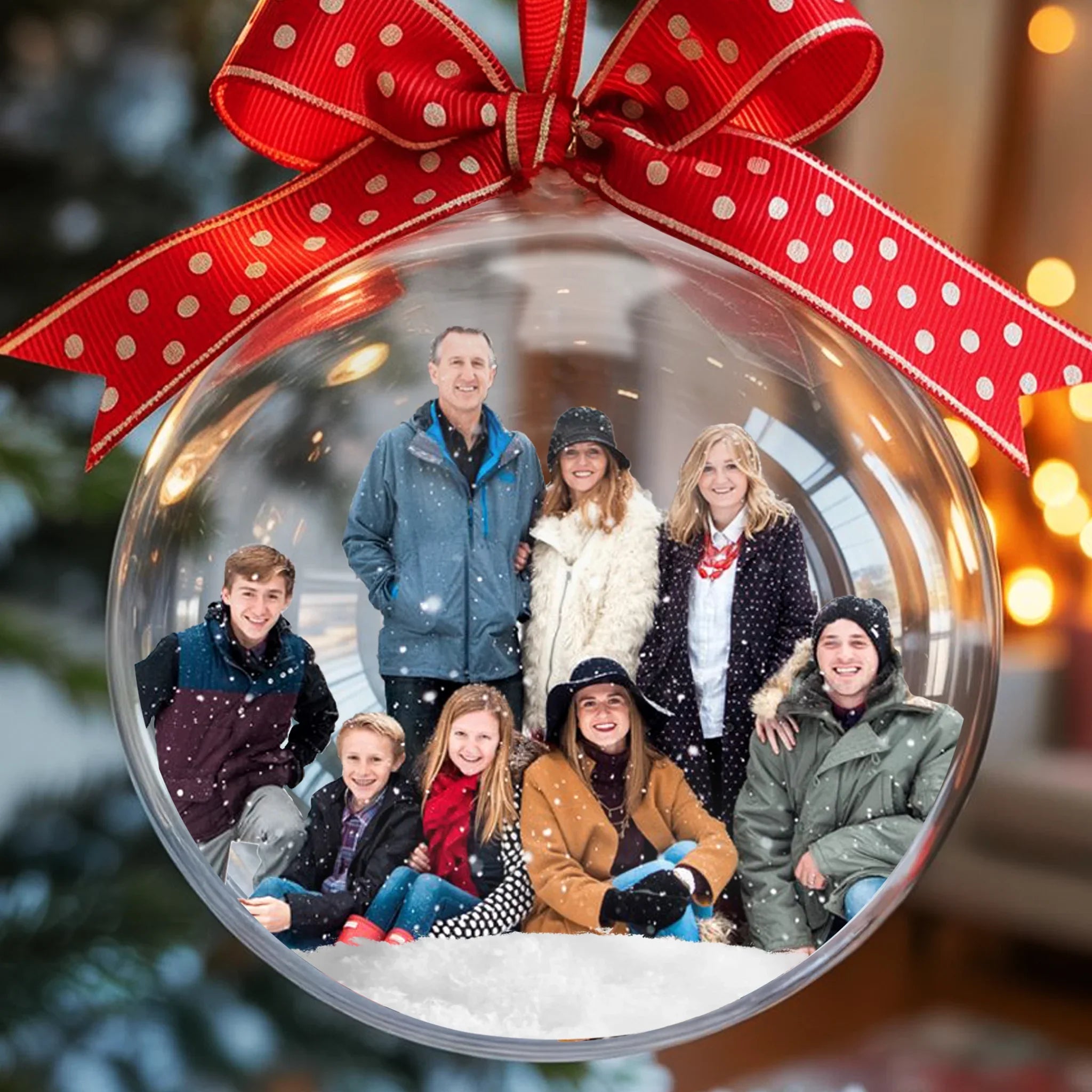 Custom Photo Christmas Ball Ornament - Personalized Christmas Birthday Gifts For Best Friends, Family, Coworker, Work Bestie, Husband And Wife, Dog Cat Lovers - Family Forever, Christmas Together