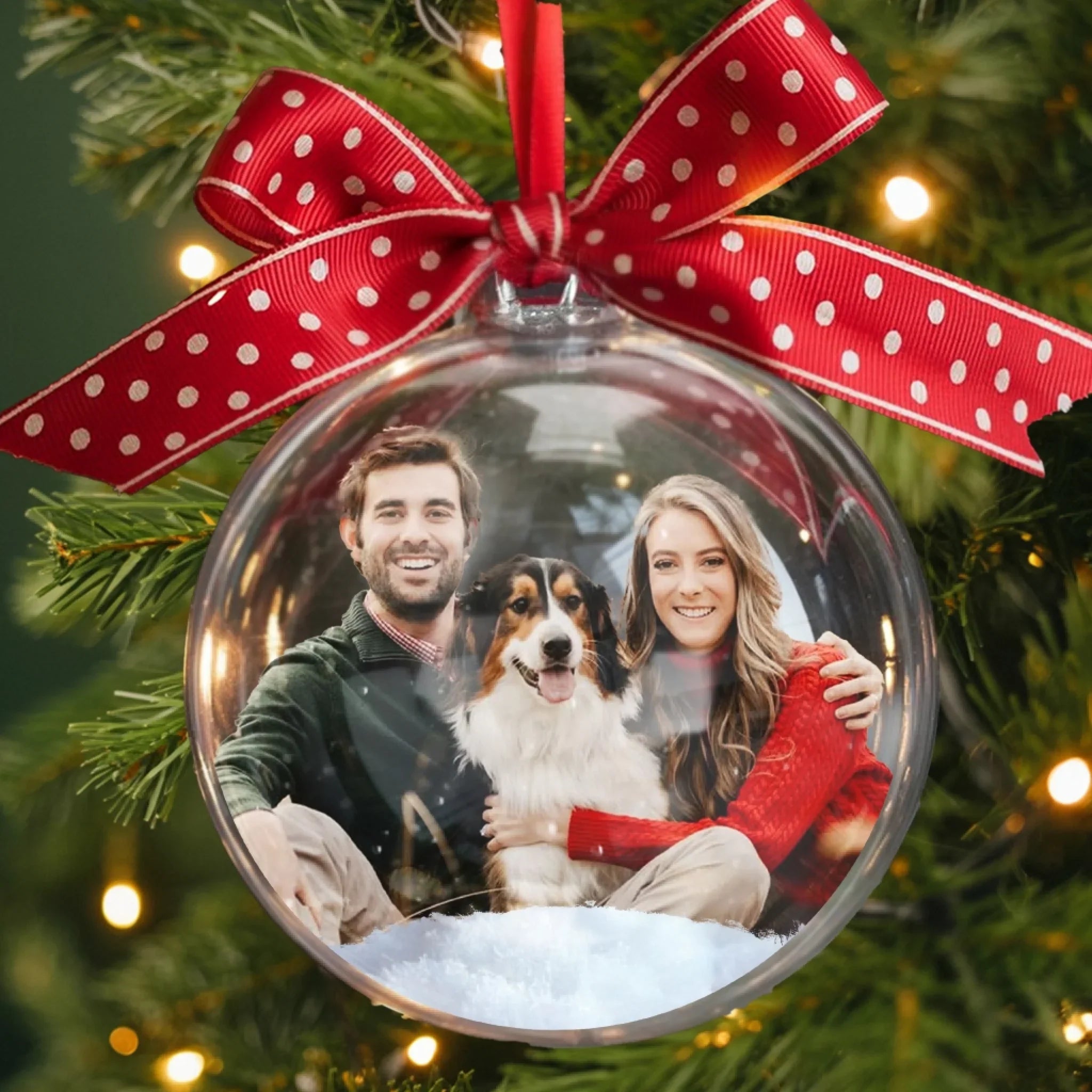 Custom Photo Christmas Ball Ornament - Personalized Christmas Birthday Gifts For Best Friends, Family, Coworker, Work Bestie, Husband And Wife, Dog Cat Lovers - Family Forever, Christmas Together