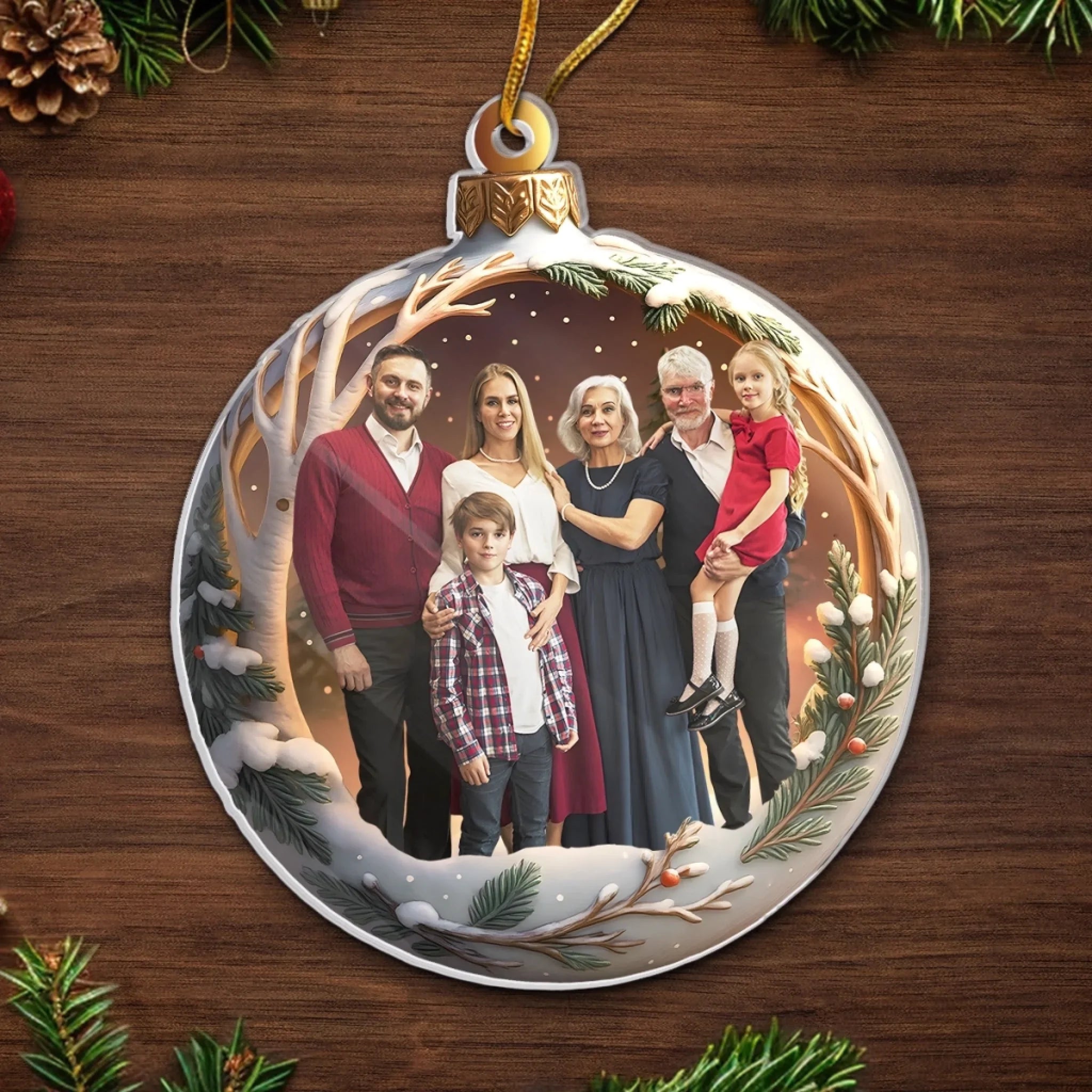 Custom Photo Acrylic Ornament - Personalized Christmas Birthday Gifts For Mom, Dad, Brother, Sister, Kids - Family Makes Christmas Magical