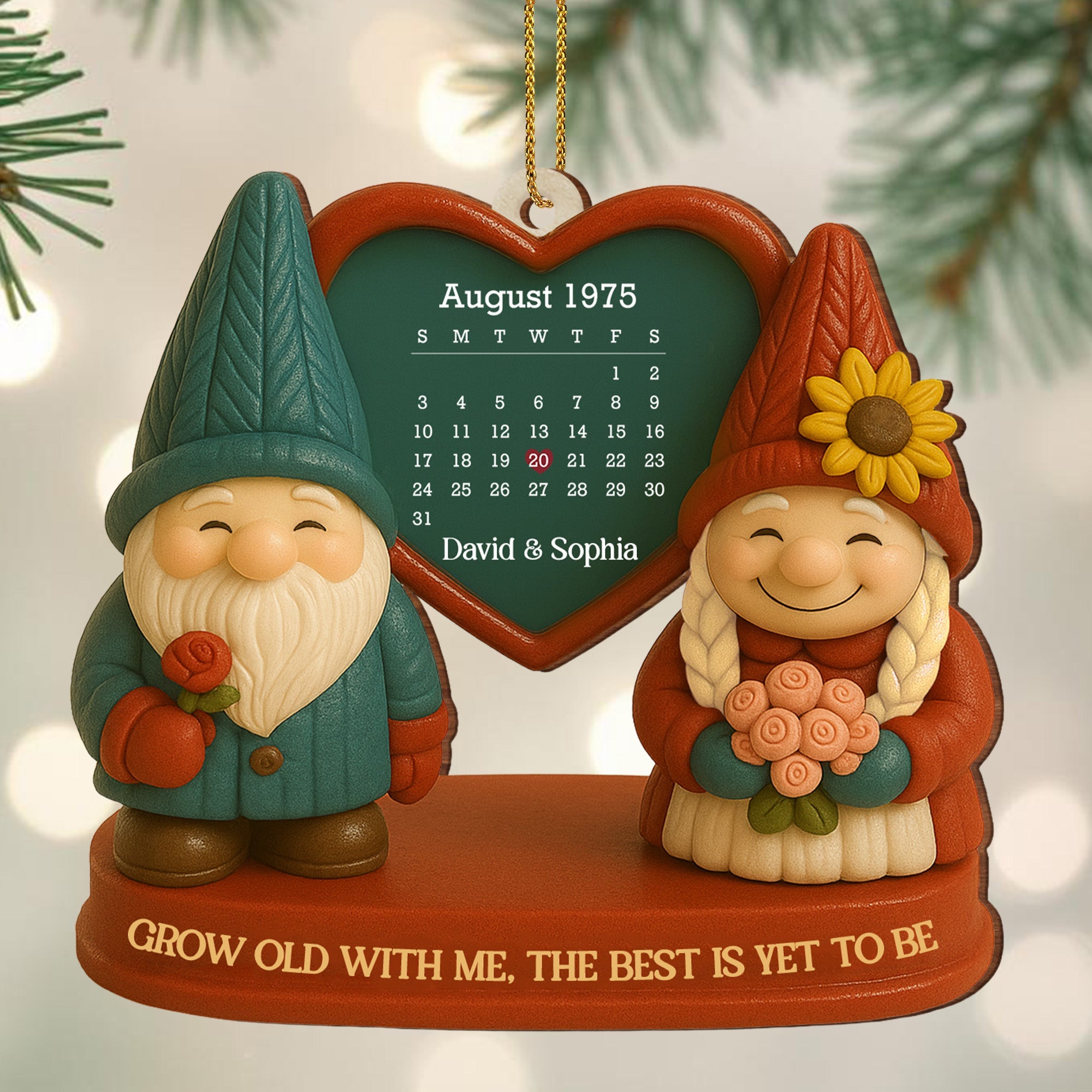 Grow Old With Me, Romantic Gnome Couples Ornament - Personalized Custom Wood Ornament, Custom Shaped - CPL610_WDO