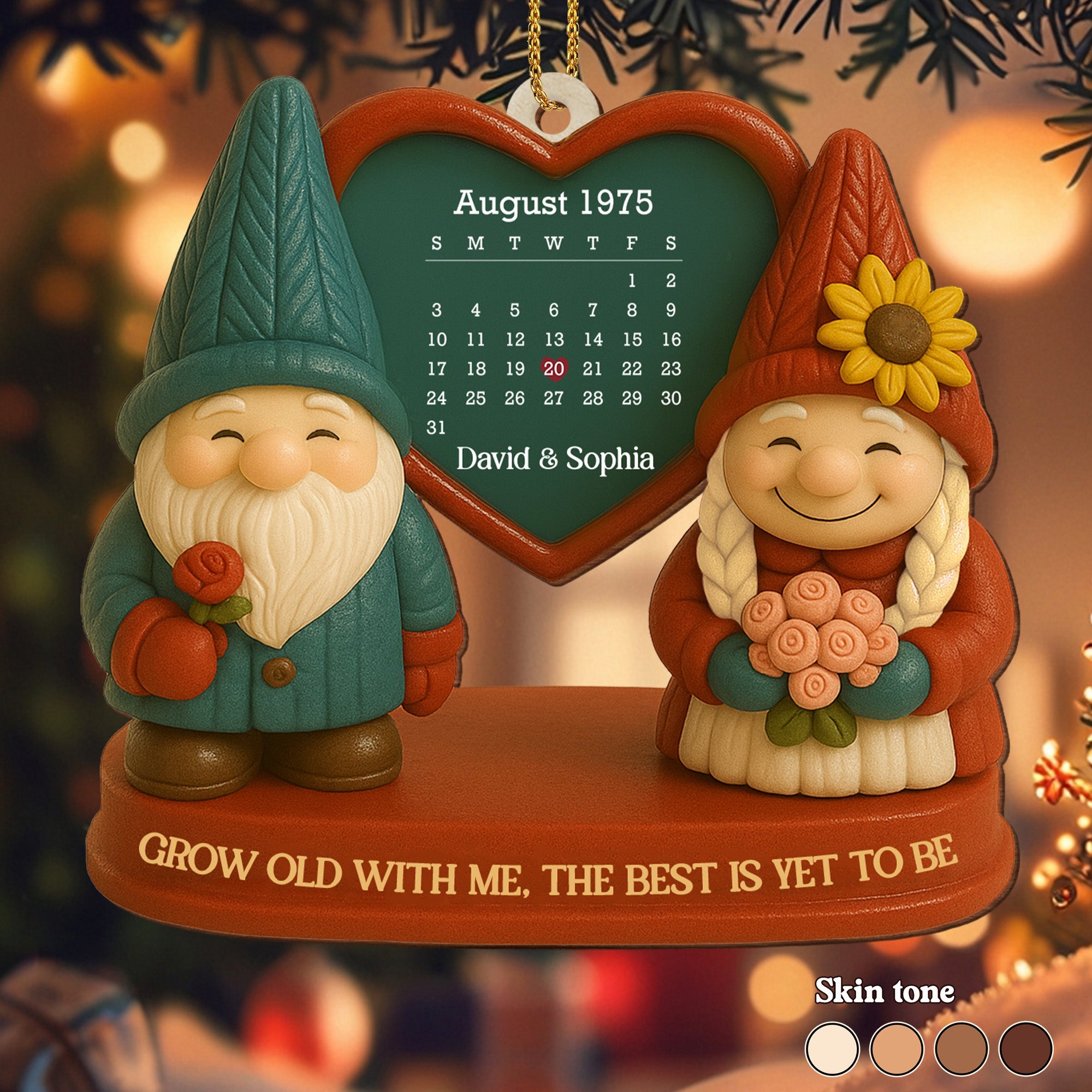 Grow Old With Me, Romantic Gnome Couples Ornament - Personalized Custom Wood Ornament, Custom Shaped - CPL610_WDO