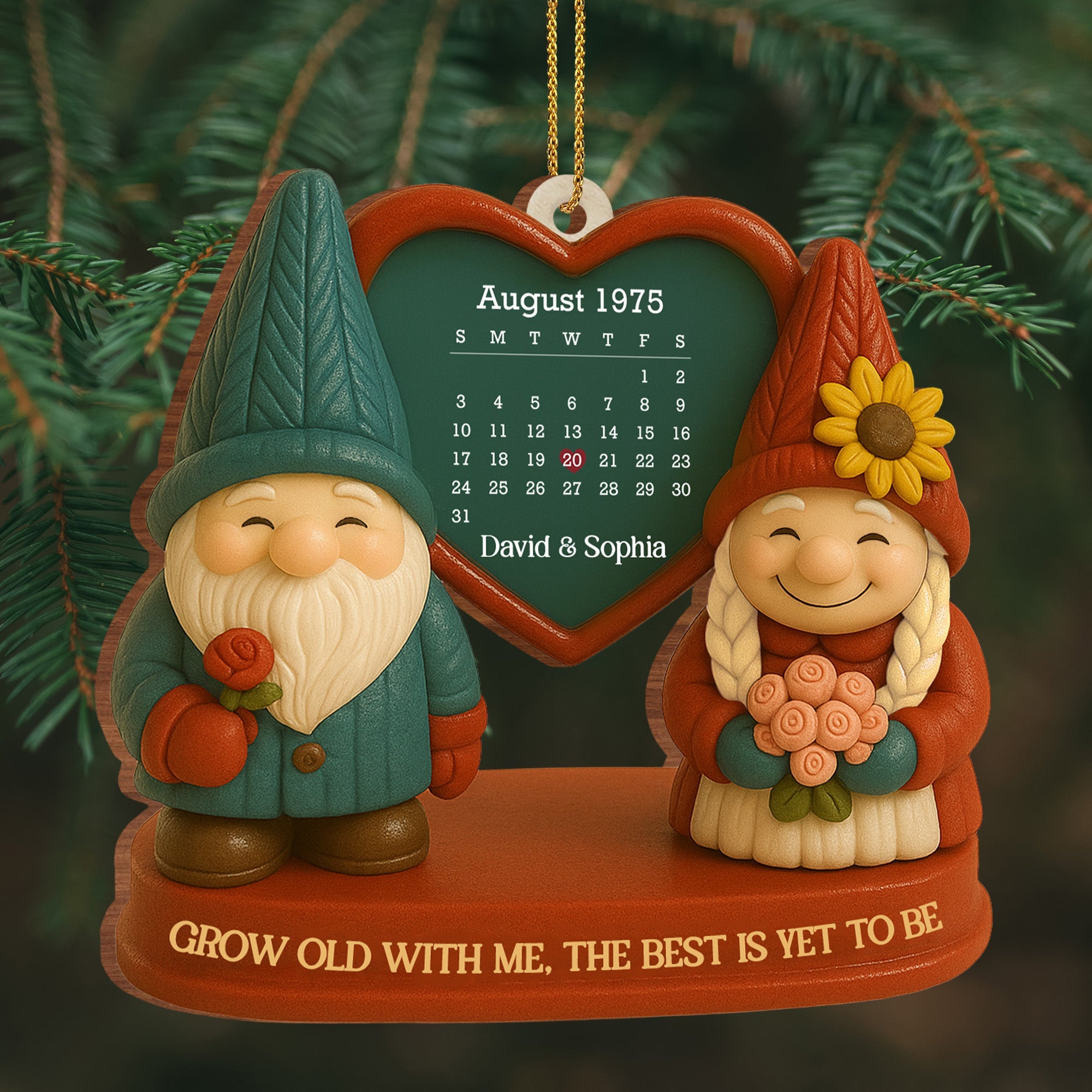 Grow Old With Me, Romantic Gnome Couples Ornament - Personalized Custom Wood Ornament, Custom Shaped - CPL610_WDO