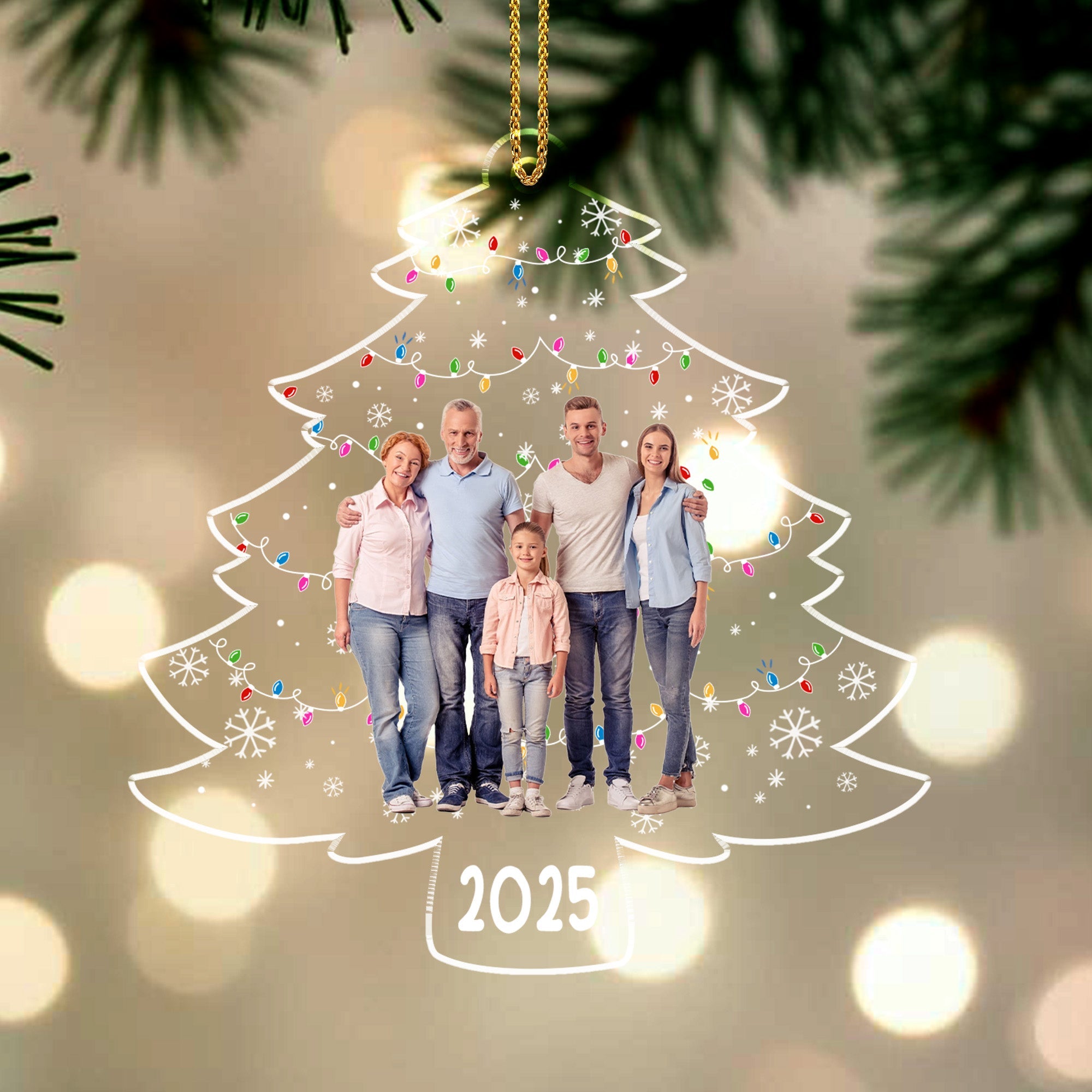 Celebrate Your Family This Christmas With A Personalized Tree - Personalized Custom Acrylic Ornament, Christmas Gift - FAM452_ACO