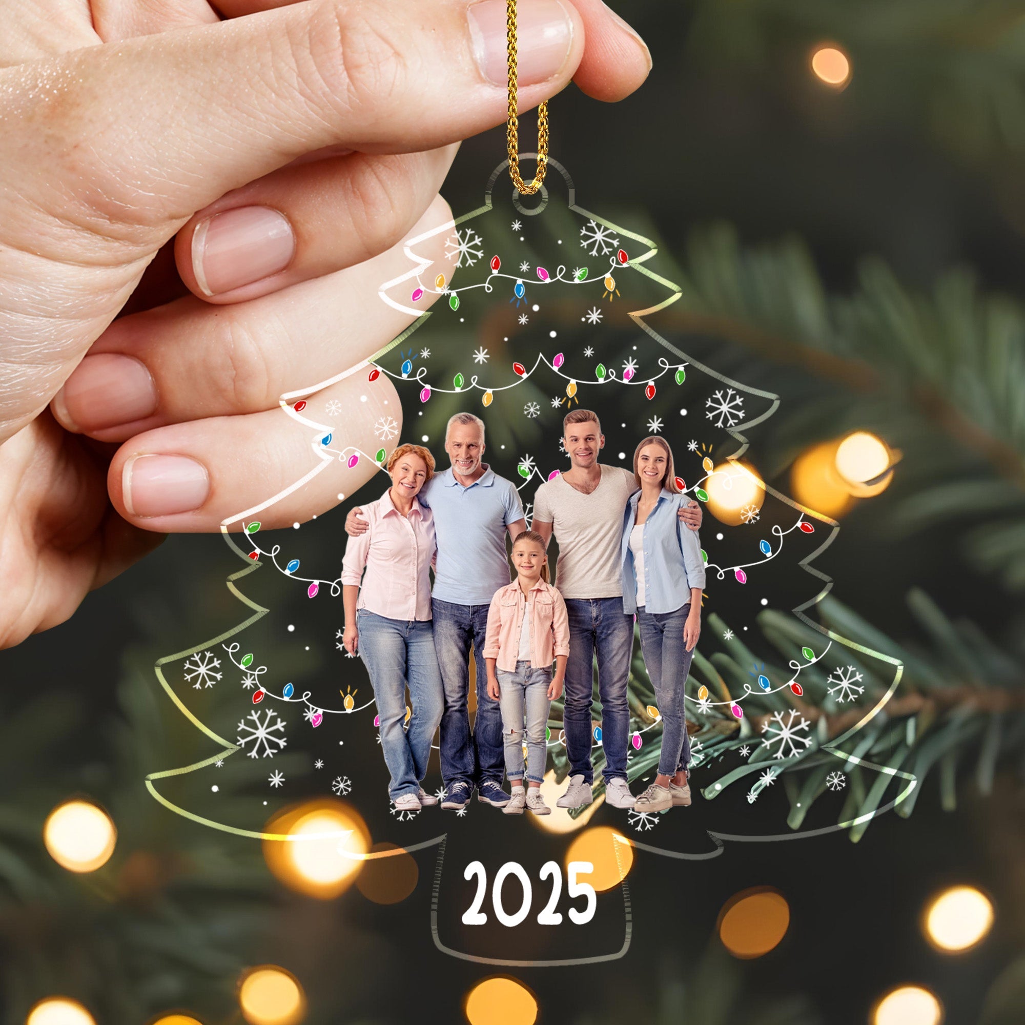 Celebrate Your Family This Christmas With A Personalized Tree - Personalized Custom Acrylic Ornament, Christmas Gift - FAM452_ACO