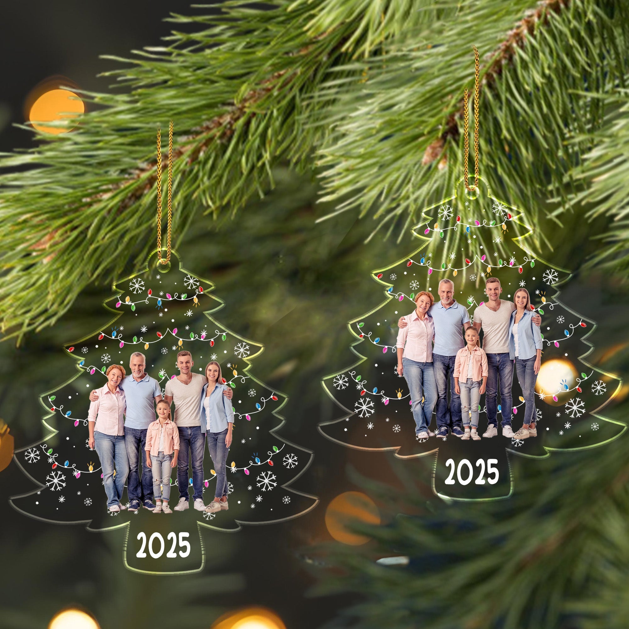 Celebrate Your Family This Christmas With A Personalized Tree - Personalized Custom Acrylic Ornament, Christmas Gift - FAM452_ACO