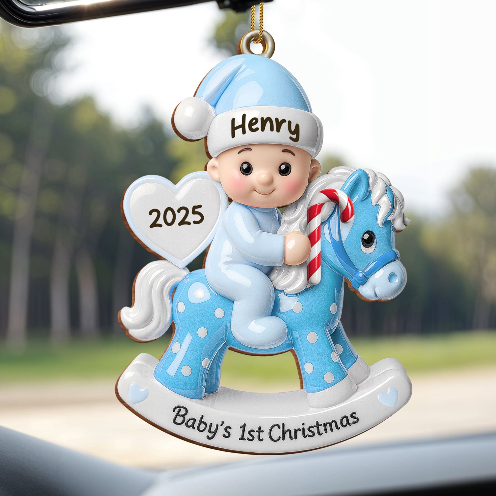 Celebrate Your Baby's First Christmas With Rocking Horse - Personalized Custom Wood Ornament, Custom Shaped - KID160_WDO