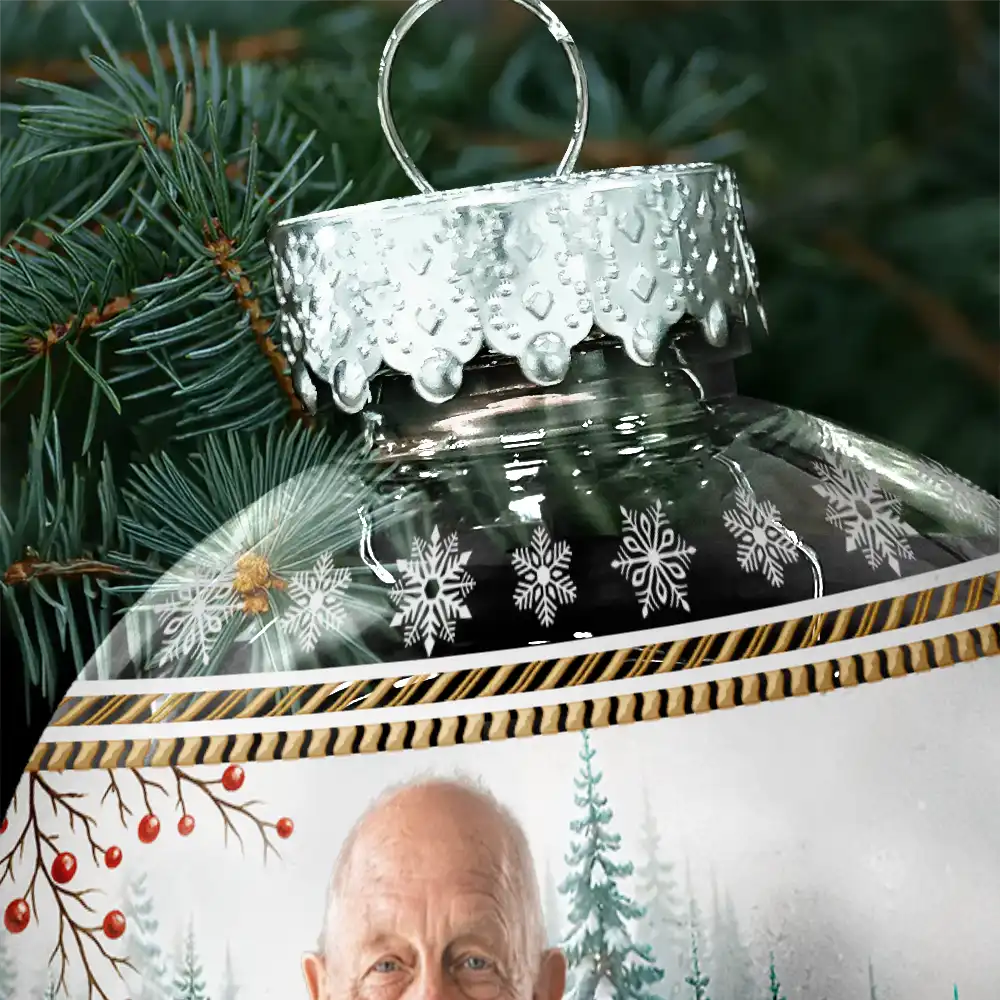 Custom Photo Vintage Memorial Christmas Winter Scene - Personalized Ball Ornament