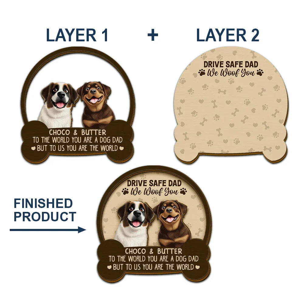 Drive Safe Mom Dad 3D Effect Dog - Personalized Custom Shaped Car Visor Clip