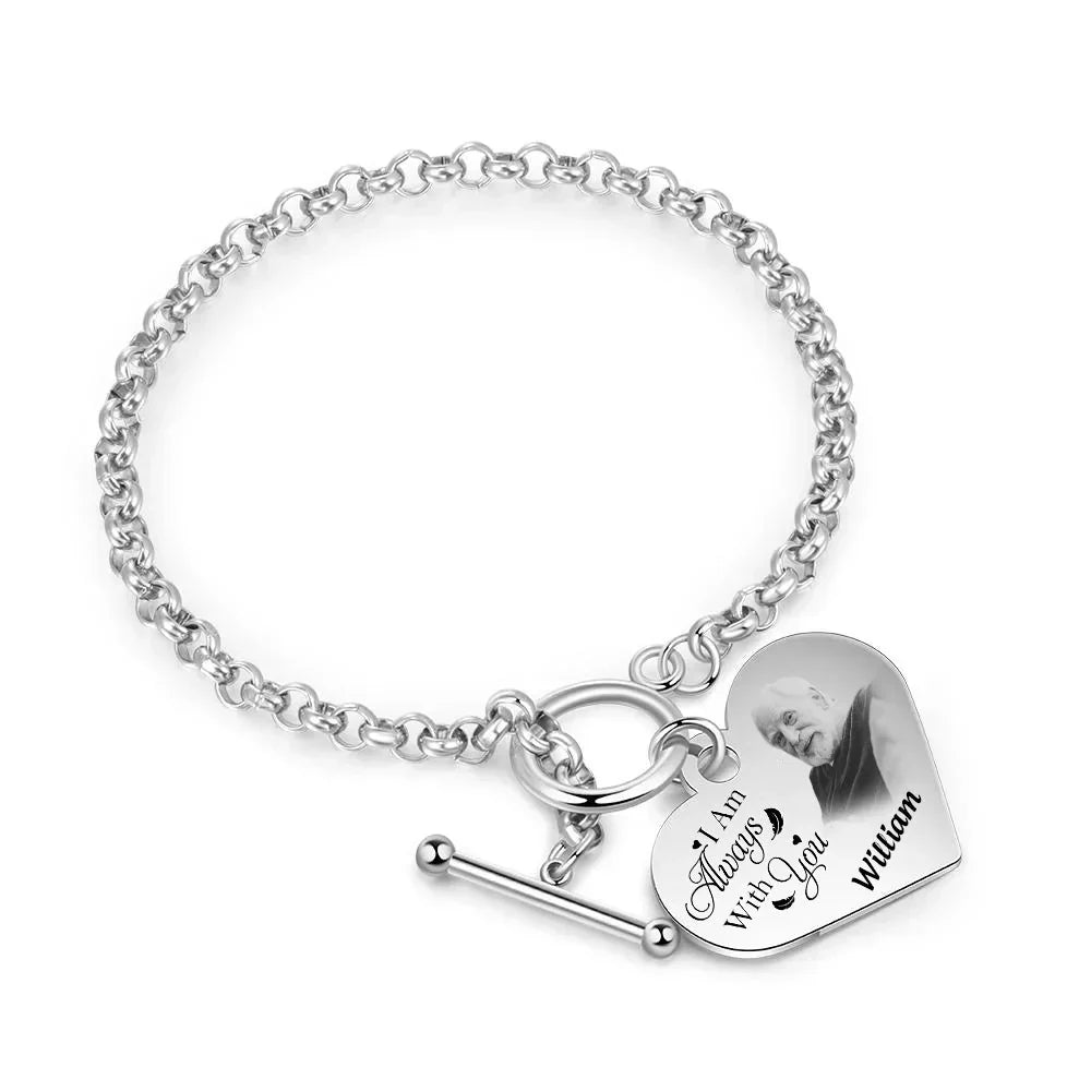 National Parents' Day❤Personalized Engraved Heart Bracelet I'm Always With You - Memorial Gift For Family, Friend