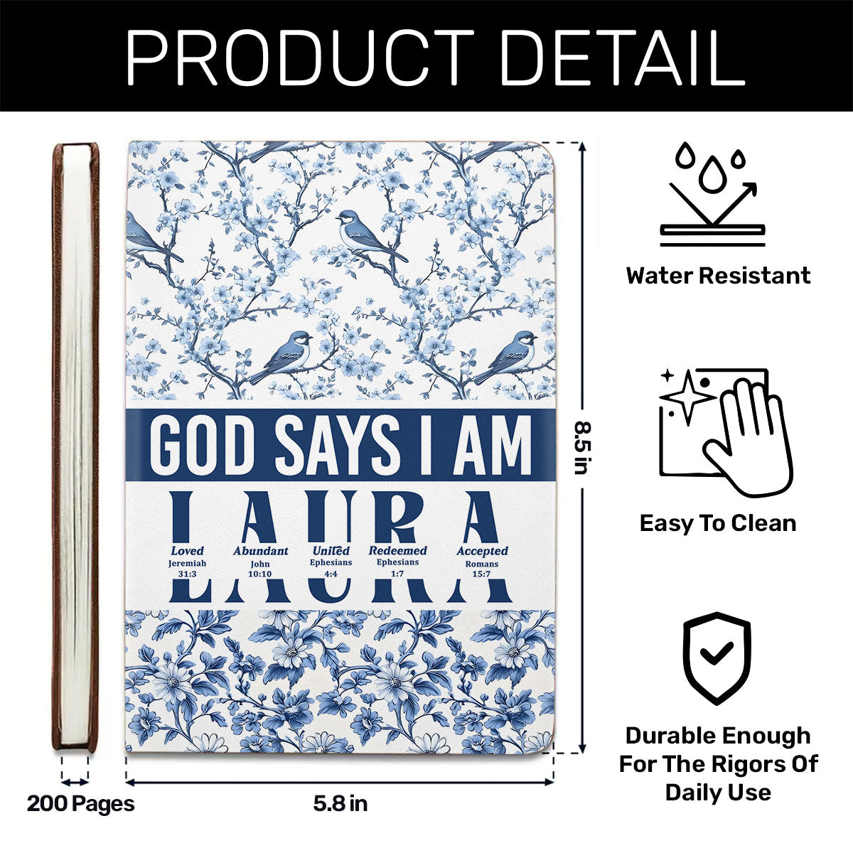 God Says I Am | Personalized Leather Cover Notebook