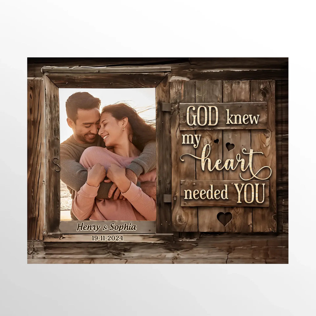 Custom Photo God Knew My Heart Needed You - Couple Personalized Custom Car Visor Clip - Christmas Gift For Husband Wife, Anniversary
