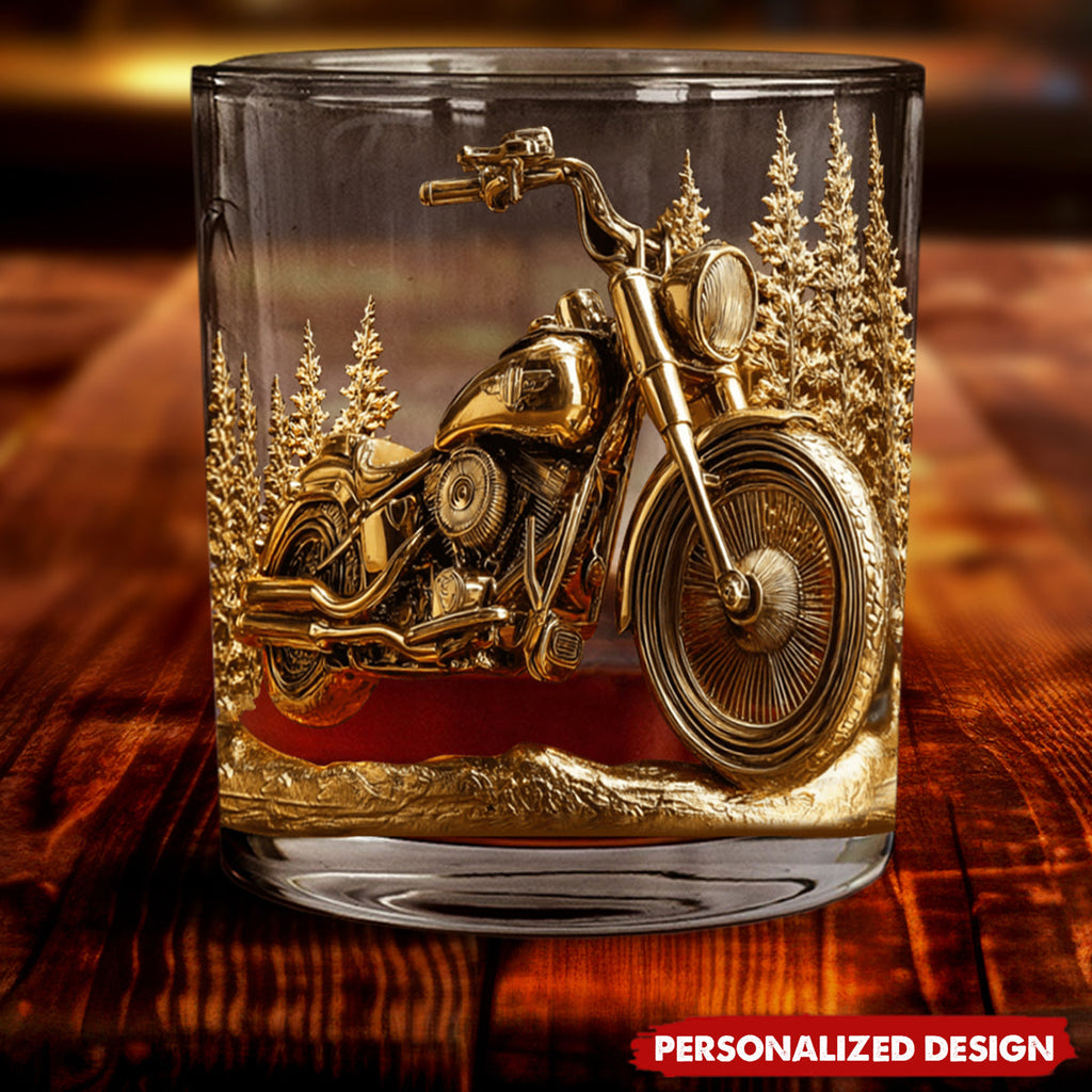 Never Underestimate An Old Man With His Motorcycle - Personalized Biker Whiskey Glass