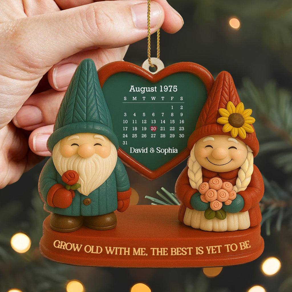 Grow Old With Me, Romantic Gnome Couples Ornament - Personalized Custom Wood Ornament, Custom Shaped - CPL610_WDO