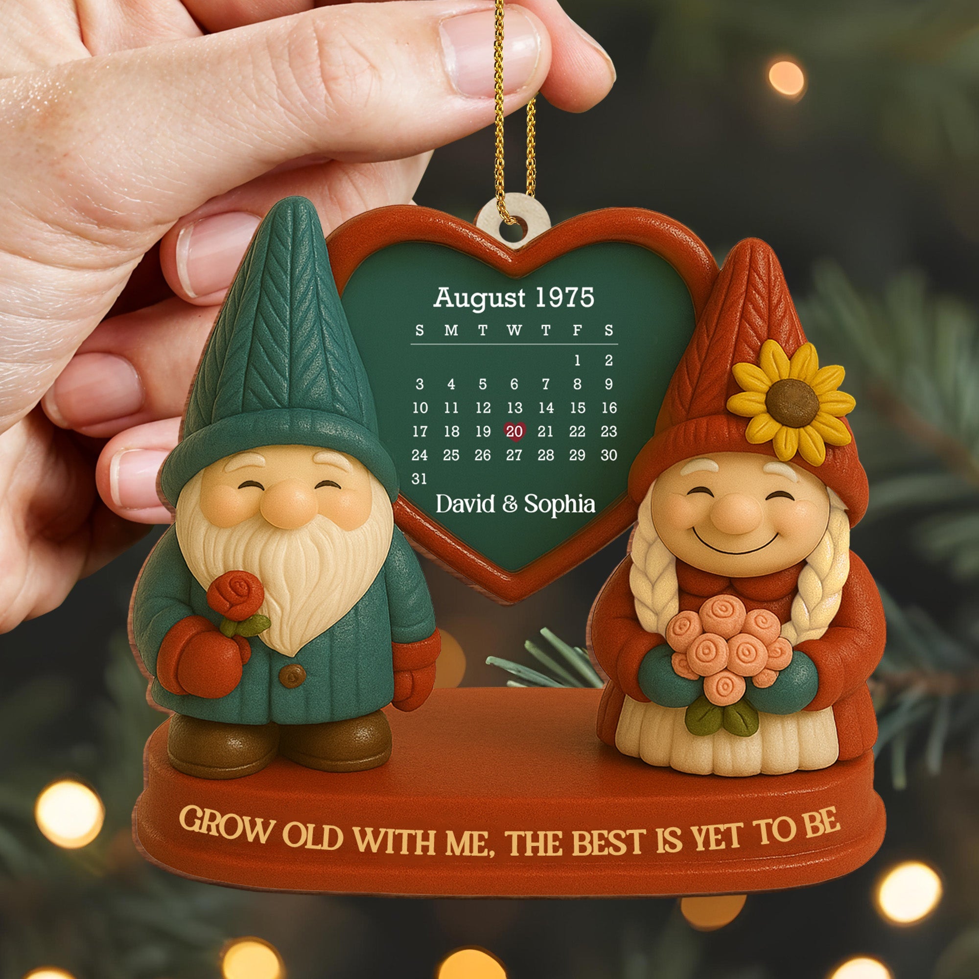 Grow Old With Me, Romantic Gnome Couples Ornament - Personalized Custom Wood Ornament, Custom Shaped - CPL610_WDO