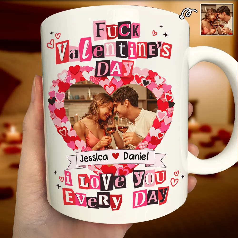 Custom Photo I Love You Every Day Ransom Note Style - Personalized Mug