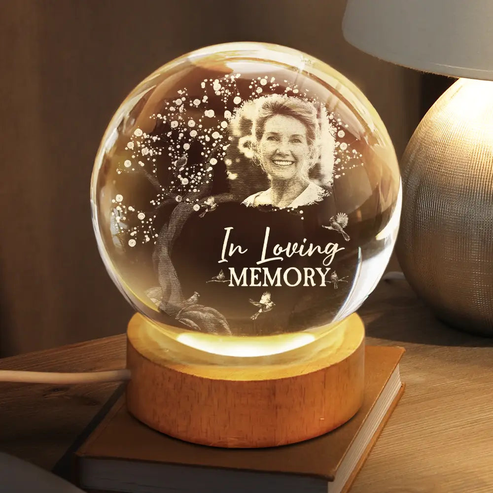 Personalized Globe Lamp with Photo & Quote – Custom Memorial Light to Comfort Loved Ones, Unique Sympathy Gift