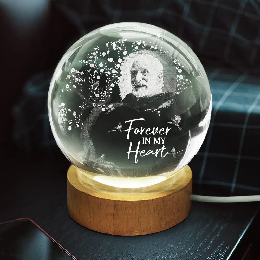 Personalized Globe Lamp with Photo & Quote – Custom Memorial Light to Comfort Loved Ones, Unique Sympathy Gift