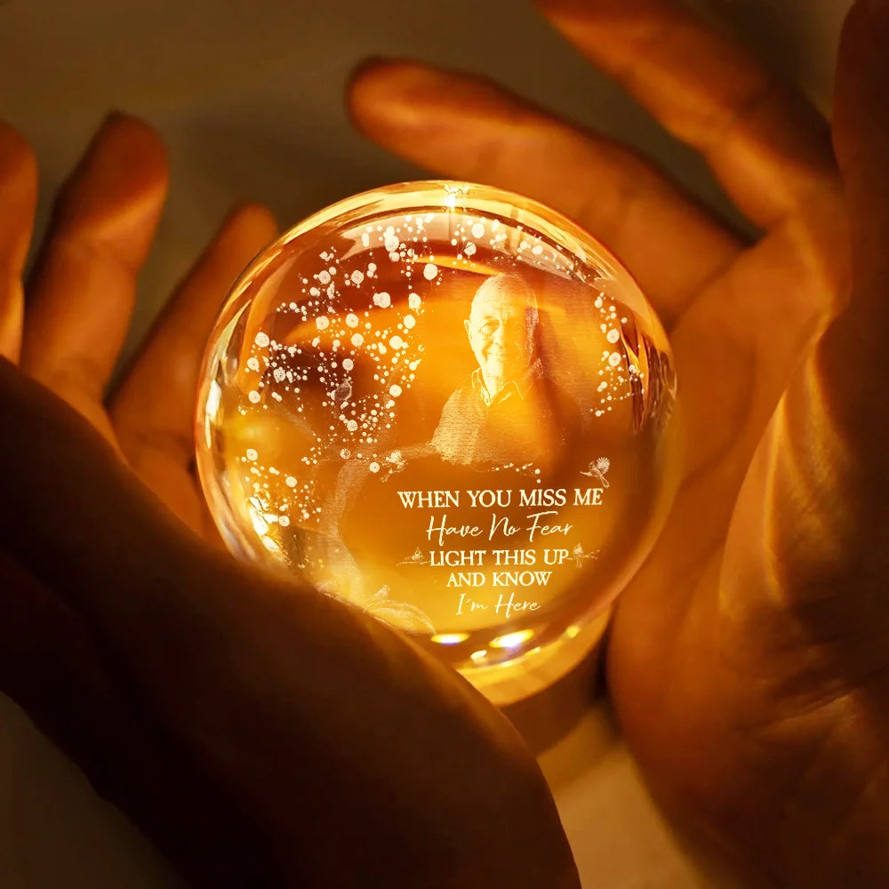 Personalized Globe Lamp with Photo & Quote – Custom Memorial Light to Comfort Loved Ones, Unique Sympathy Gift