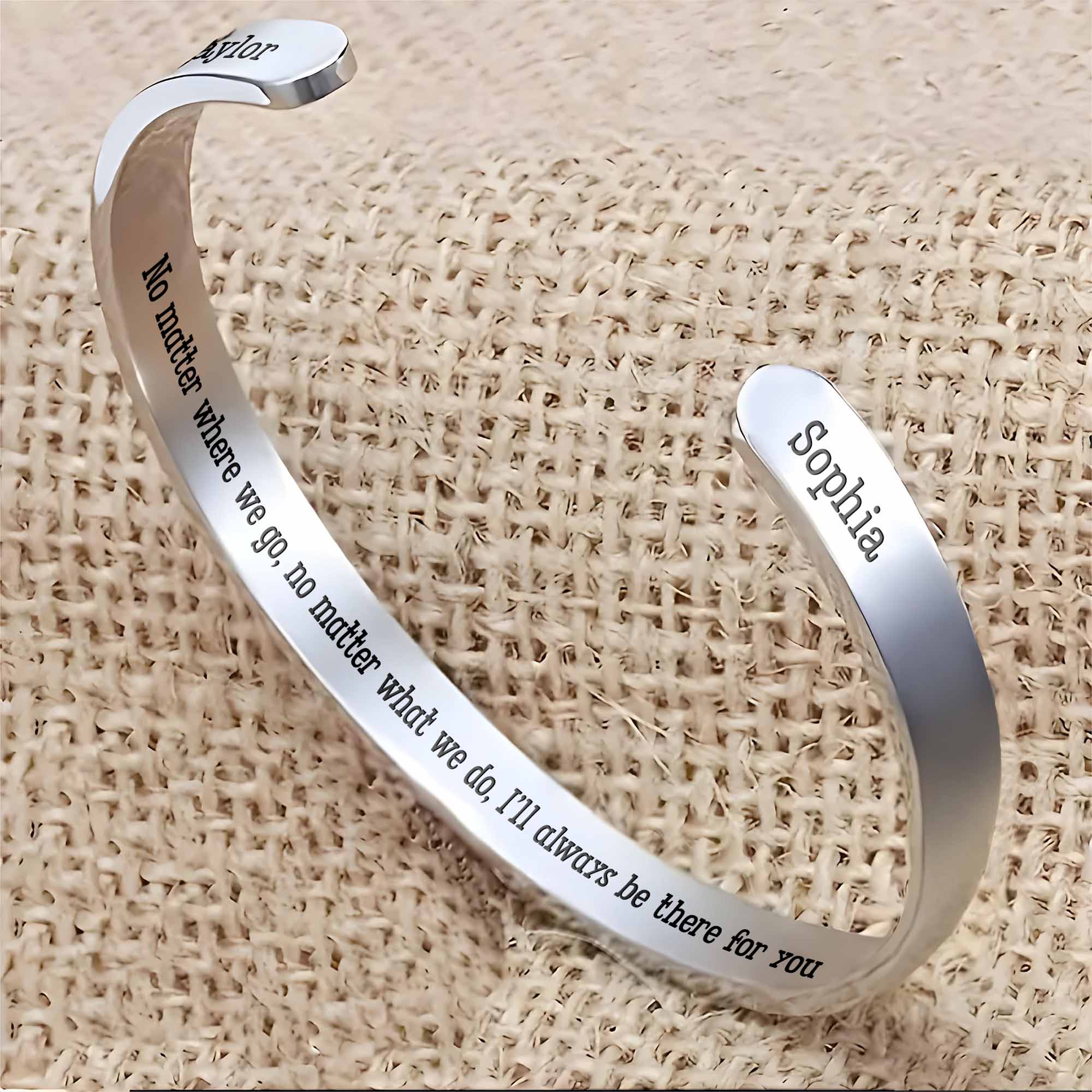 No Matter Where We Go I'll Always Be There For You Bracelet - Personalized Custom Bracelet Cuff - FAM753_BCUF