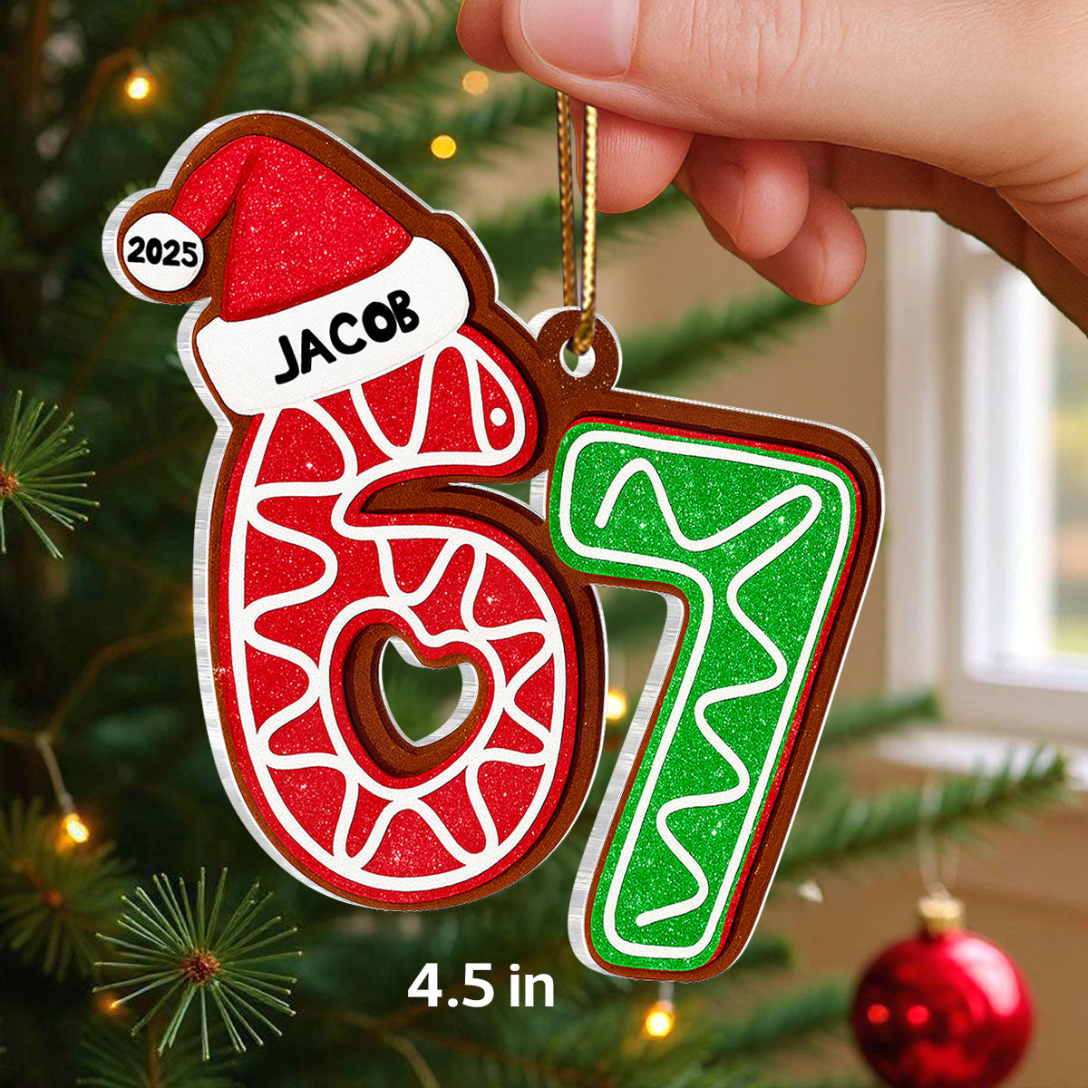 Custom Six Seven - Personalized Acrylic Ornament - Teen Slang Funny Tree Decor, Funny Teen Grandkid Gift