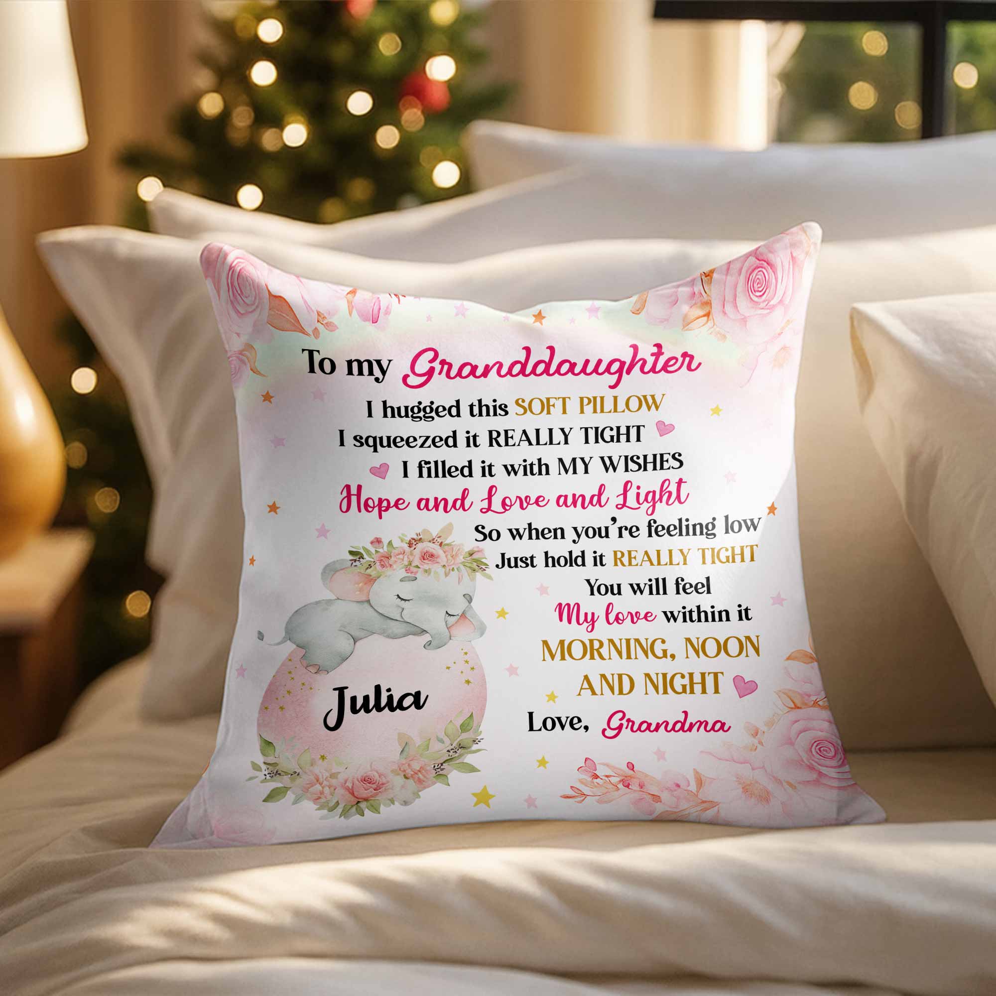 To My Granddaughter, Unicorn And Flowers Pillow - Personalized Custom Pillow, Insert Included - GDT449_PLW