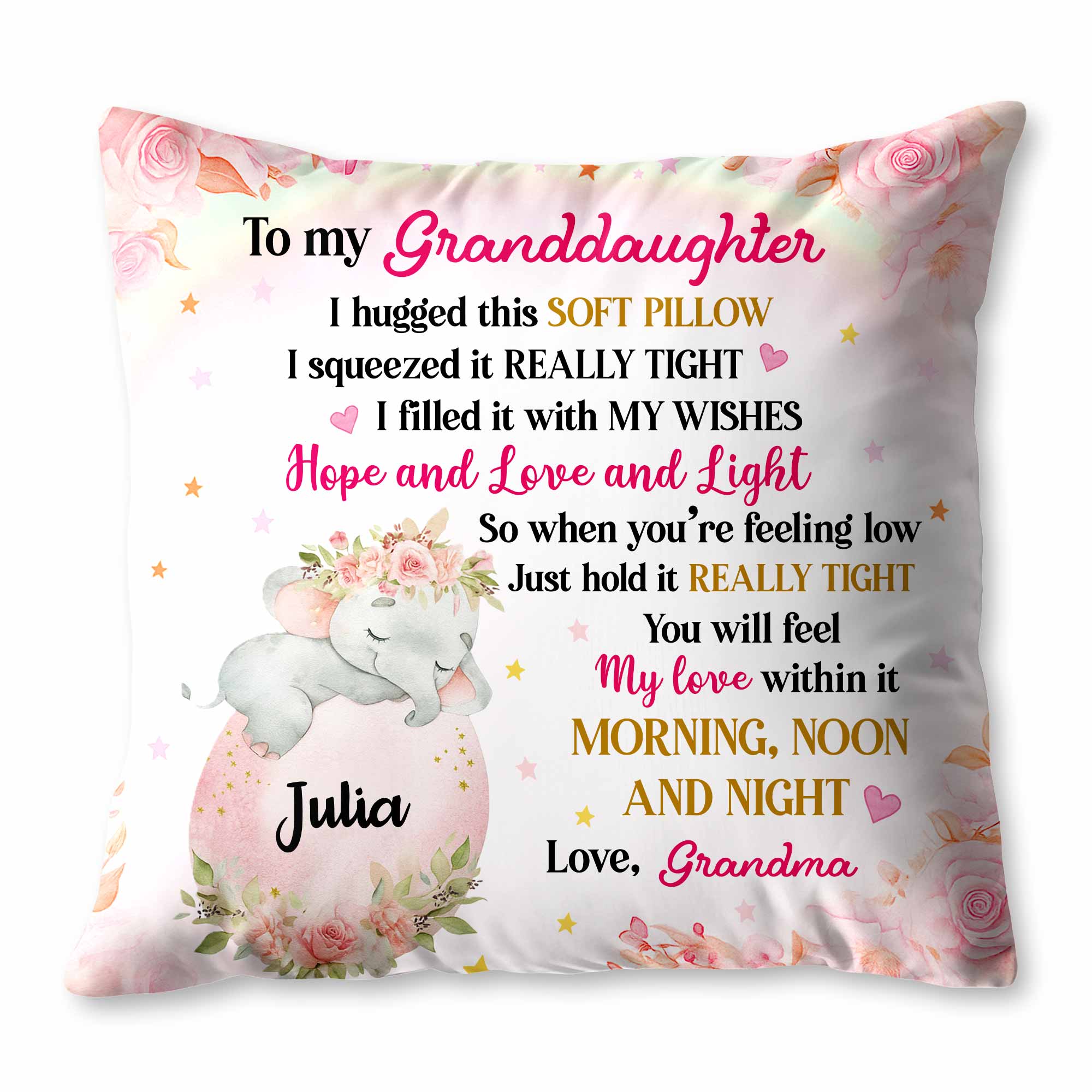 To My Granddaughter, Unicorn And Flowers Pillow - Personalized Custom Pillow, Insert Included - GDT449_PLW