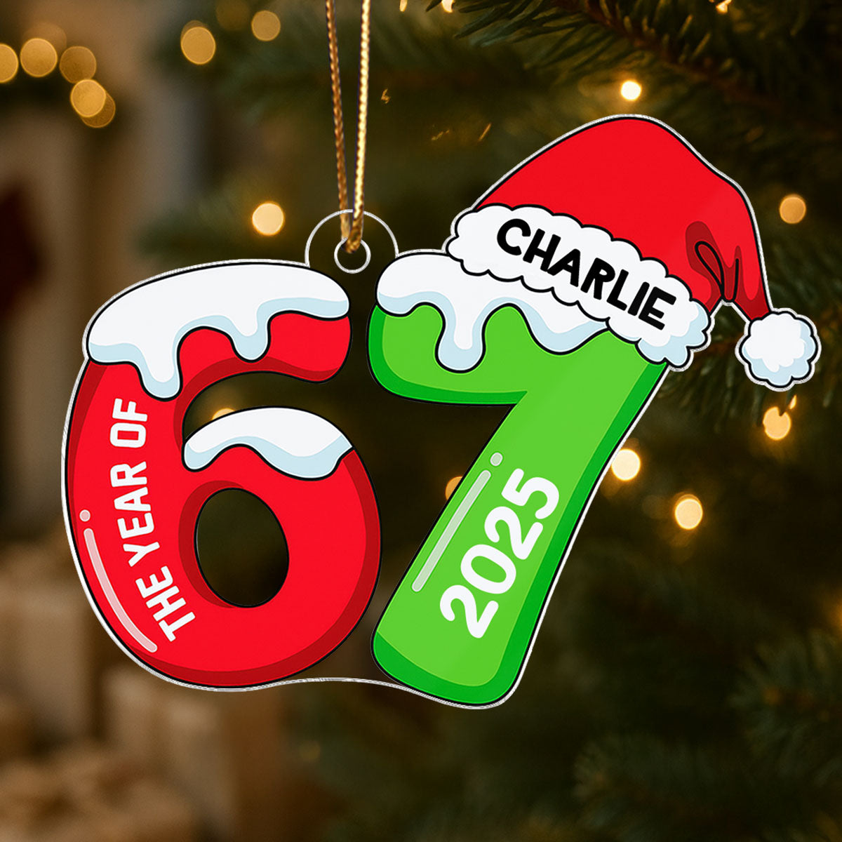 Custom Six Seven - Personalized Acrylic Ornament - Teen Slang Funny Tree Decor, Funny Teen Grandkid Gift