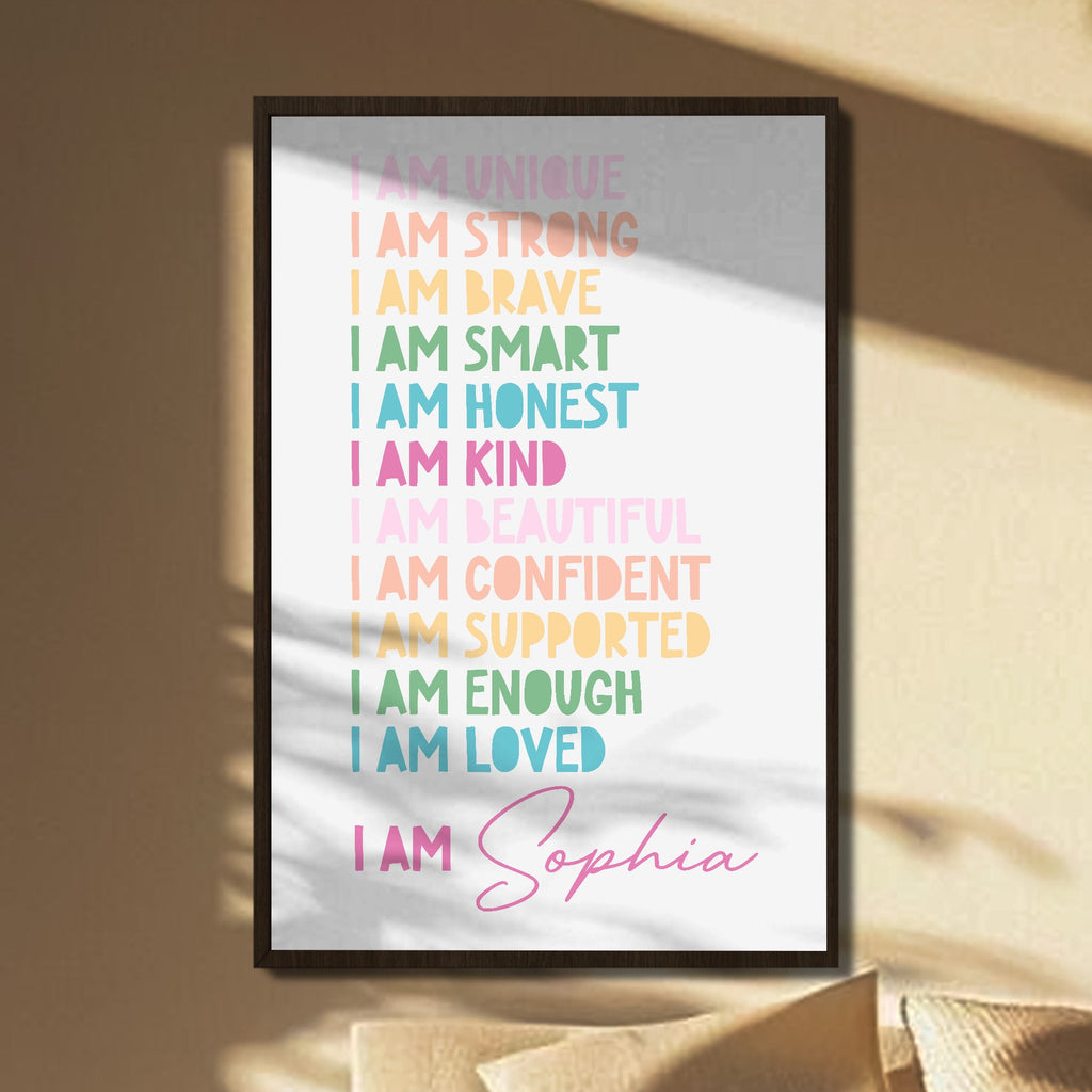 I Am Unique, I Am Strong, Inspirational Words Poster - Personalized Custom Vertical Poster - KID234_VPOS