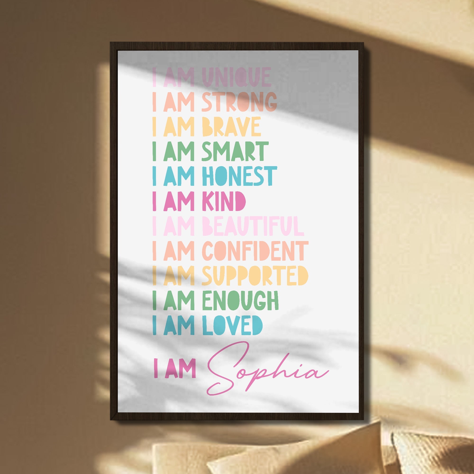 I Am Unique, I Am Strong, Inspirational Words Poster - Personalized Custom Vertical Poster - KID234_VPOS
