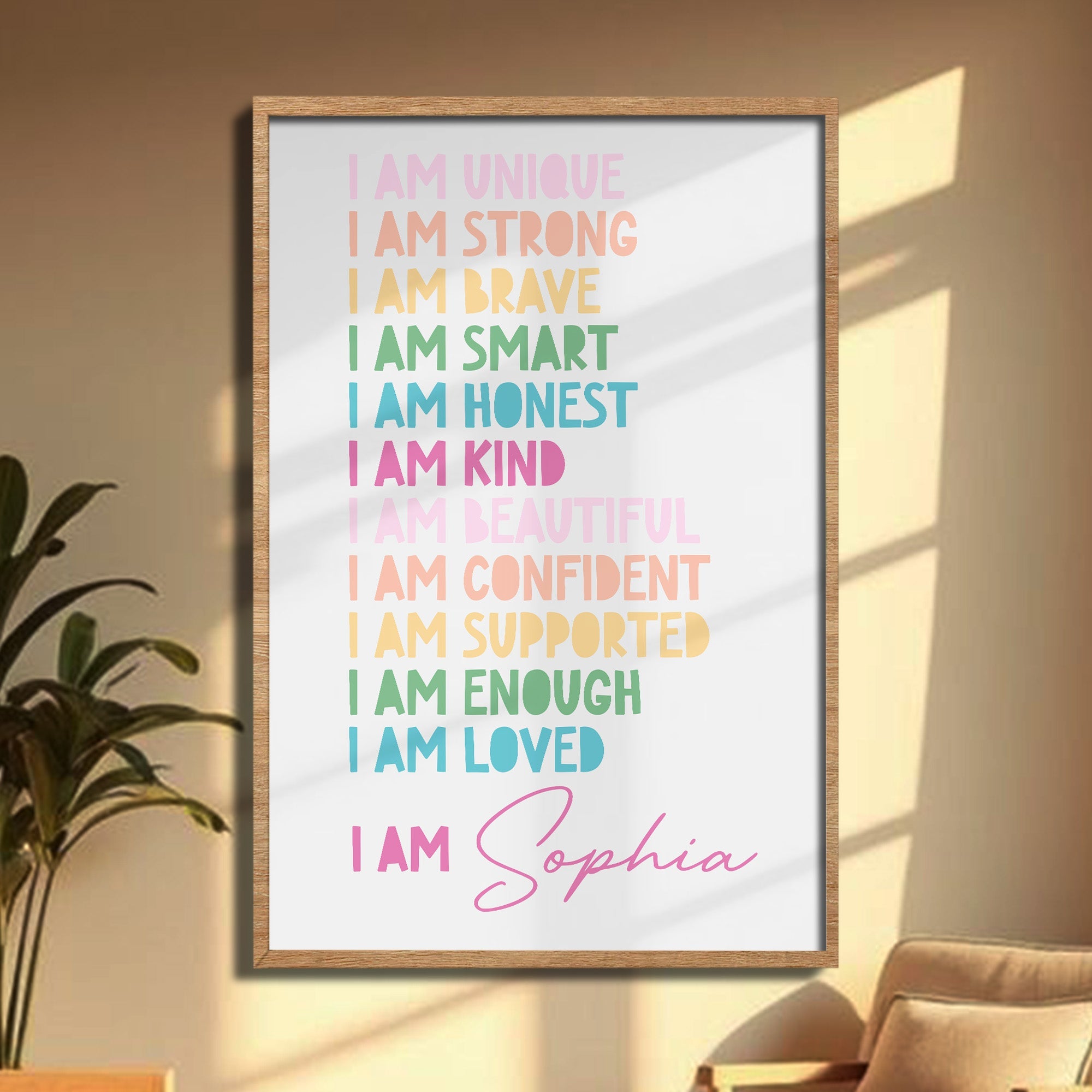I Am Unique, I Am Strong, Inspirational Words Poster - Personalized Custom Vertical Poster - KID234_VPOS