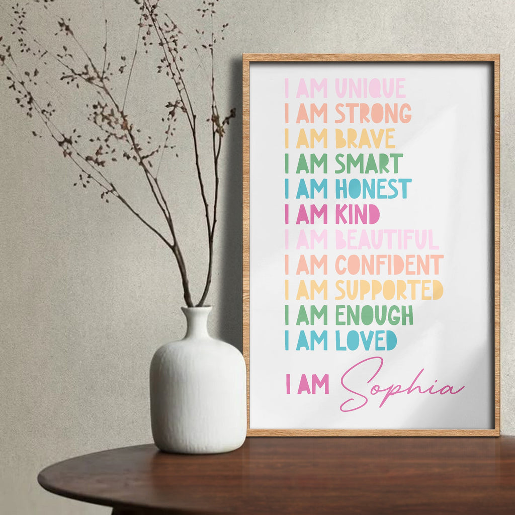 I Am Unique, I Am Strong, Inspirational Words Poster - Personalized Custom Vertical Poster - KID234_VPOS