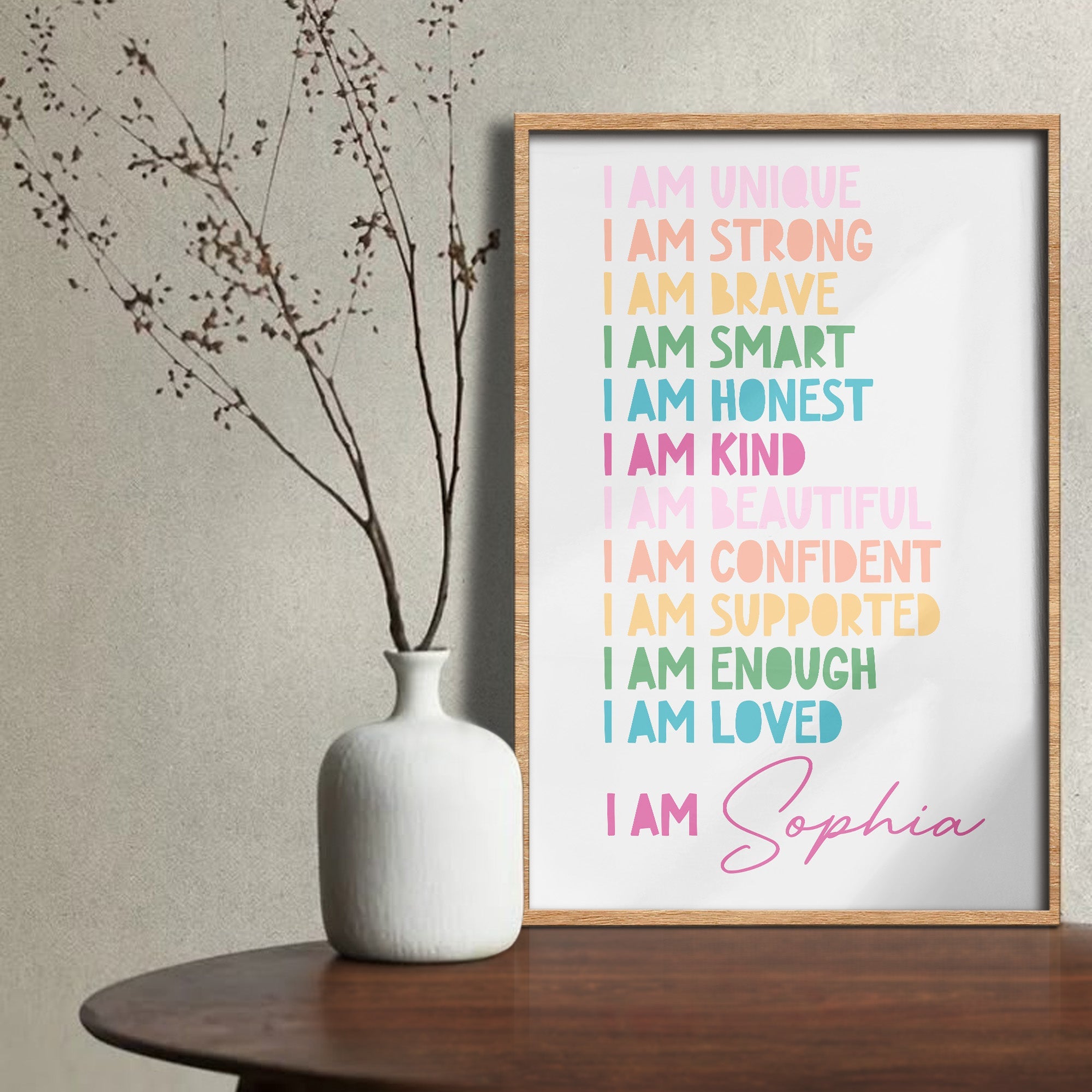 I Am Unique, I Am Strong, Inspirational Words Poster - Personalized Custom Vertical Poster - KID234_VPOS