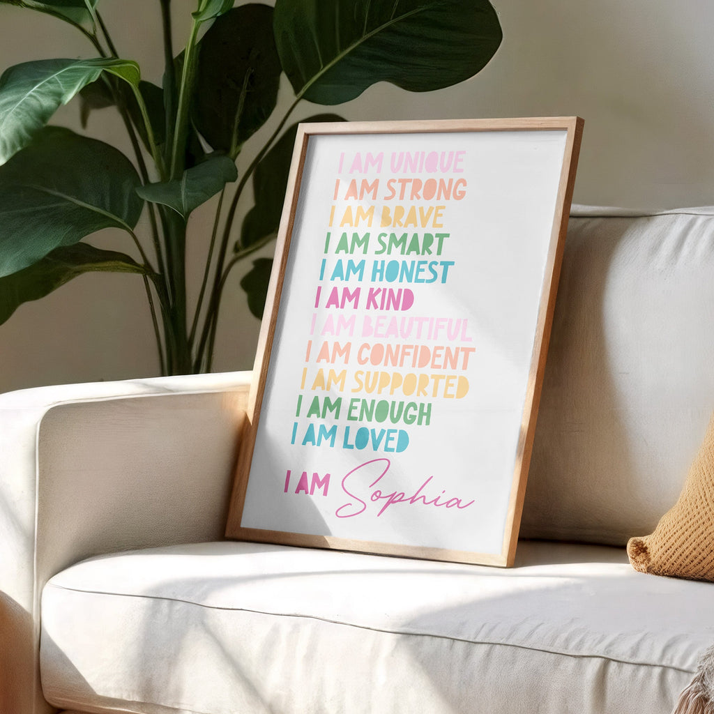 I Am Unique, I Am Strong, Inspirational Words Poster - Personalized Custom Vertical Poster - KID234_VPOS