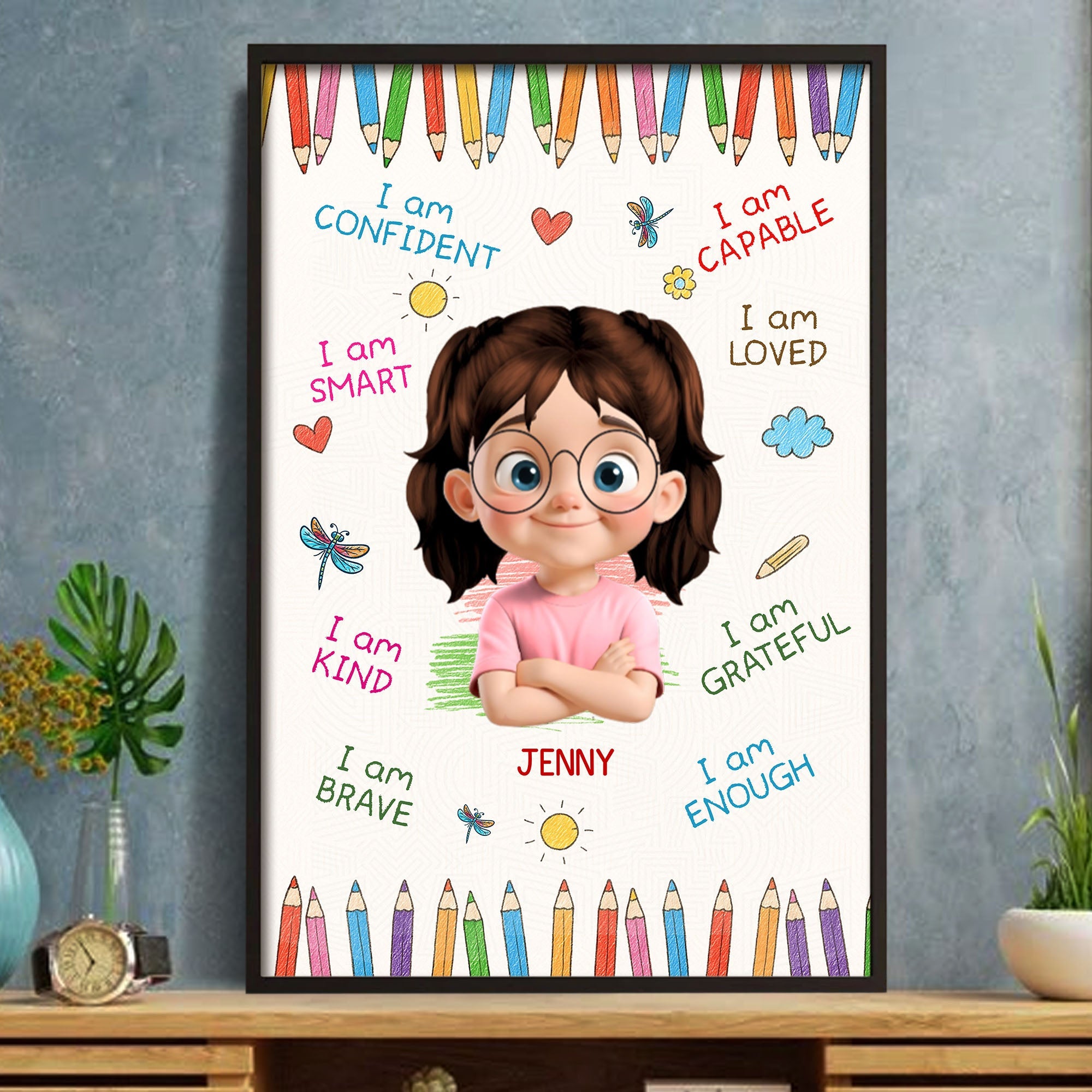 I Am Confident, I Am Smart, Motivational Affirmations For Girls - Personalized Custom Vertical Poster - KID312_VPOS