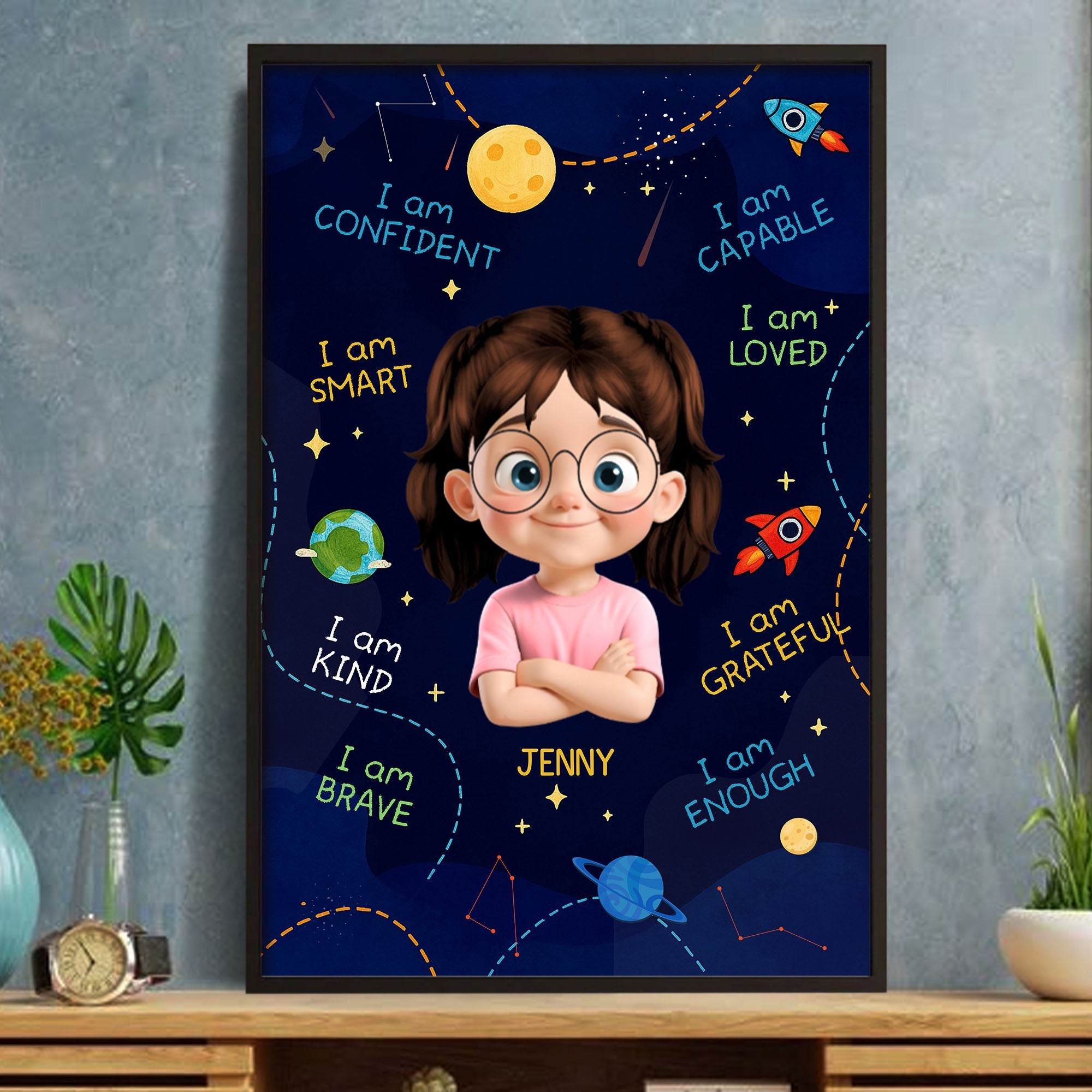 I Am Confident, I Am Smart, Motivational Affirmations For Girls - Personalized Custom Vertical Poster - KID312_VPOS