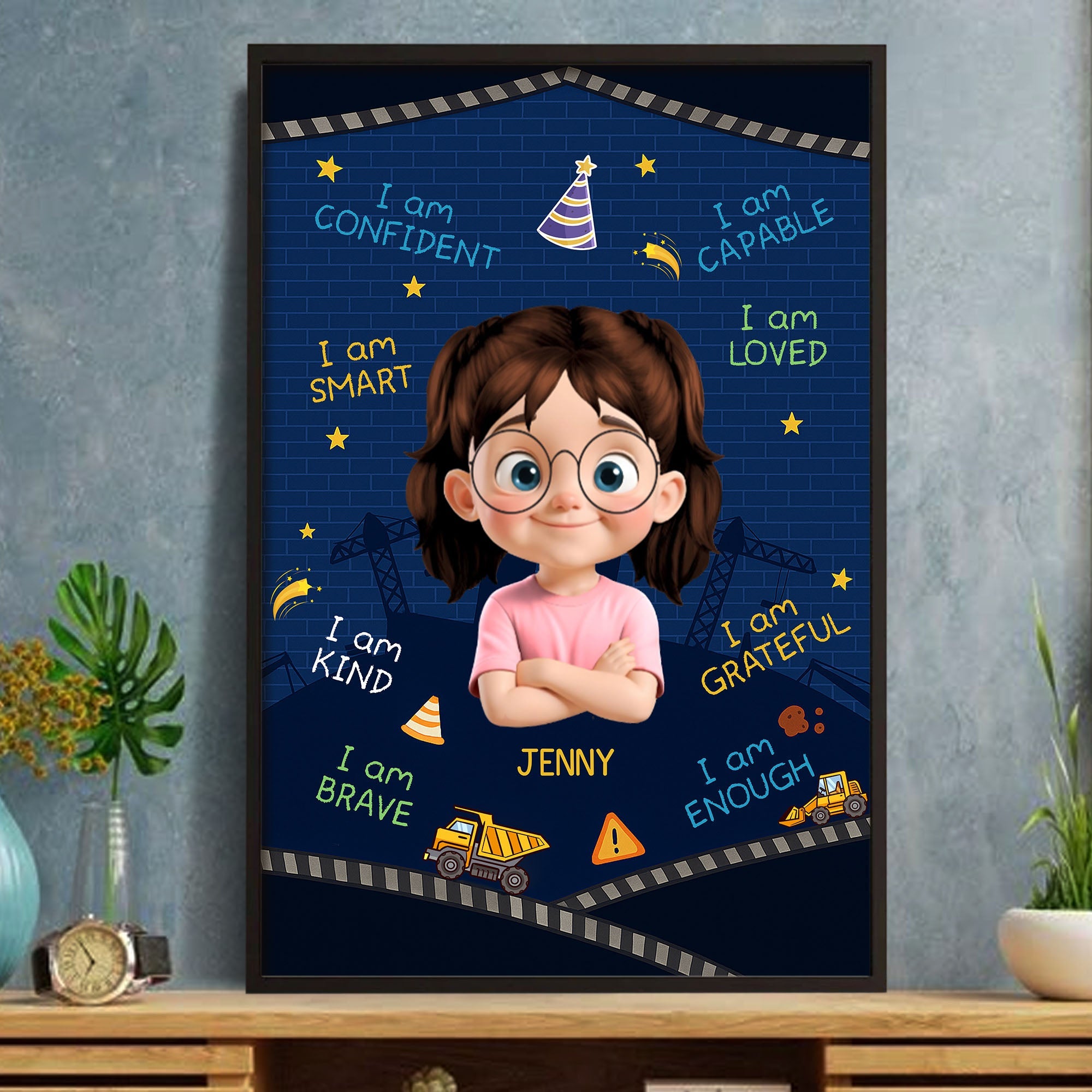 I Am Confident, I Am Smart, Motivational Affirmations For Girls - Personalized Custom Vertical Poster - KID312_VPOS