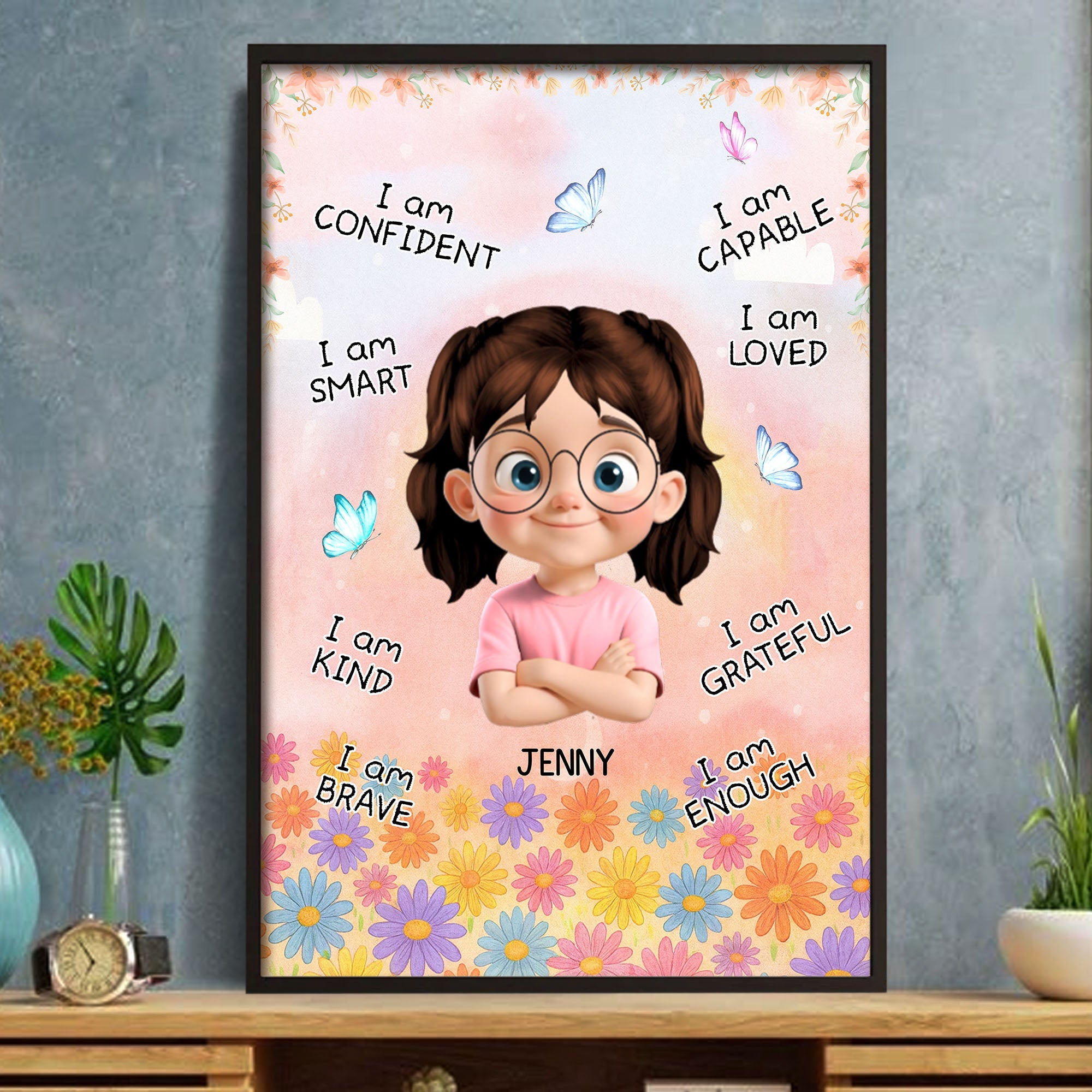 I Am Confident, I Am Smart, Motivational Affirmations For Girls - Personalized Custom Vertical Poster - KID312_VPOS