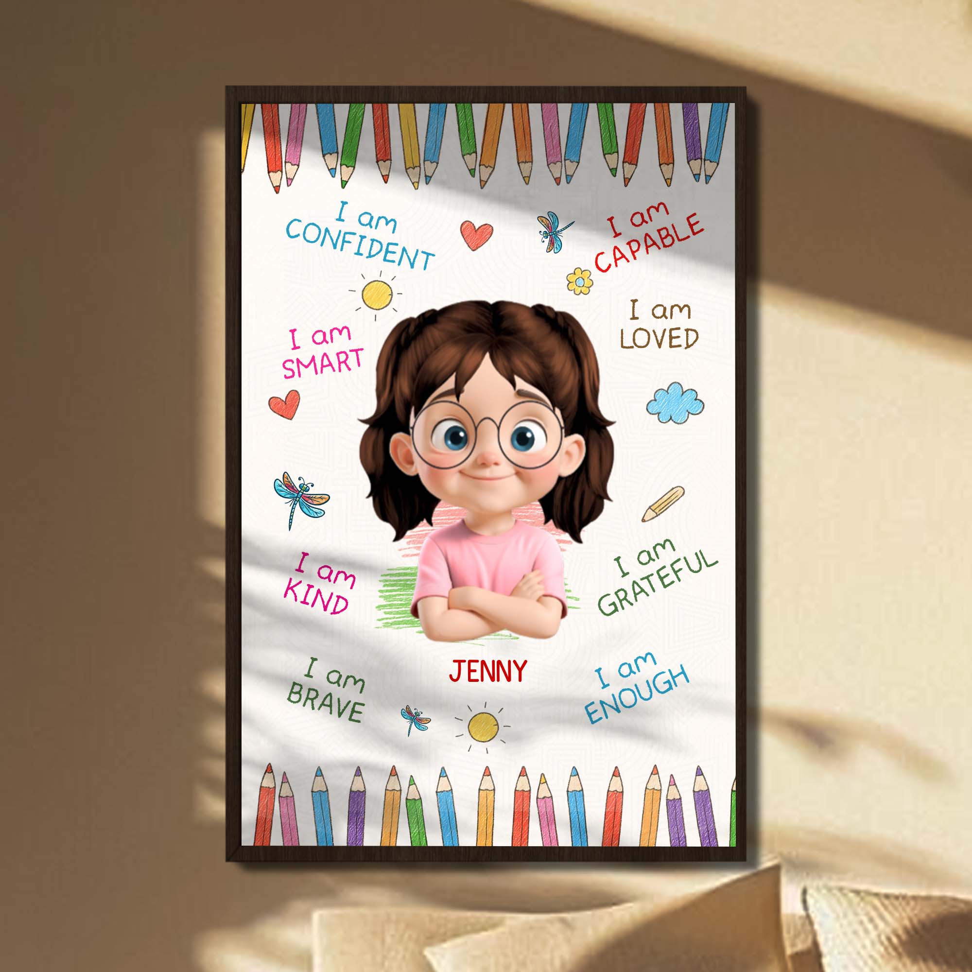 I Am Confident, I Am Smart, Motivational Affirmations For Girls - Personalized Custom Vertical Poster - KID312_VPOS