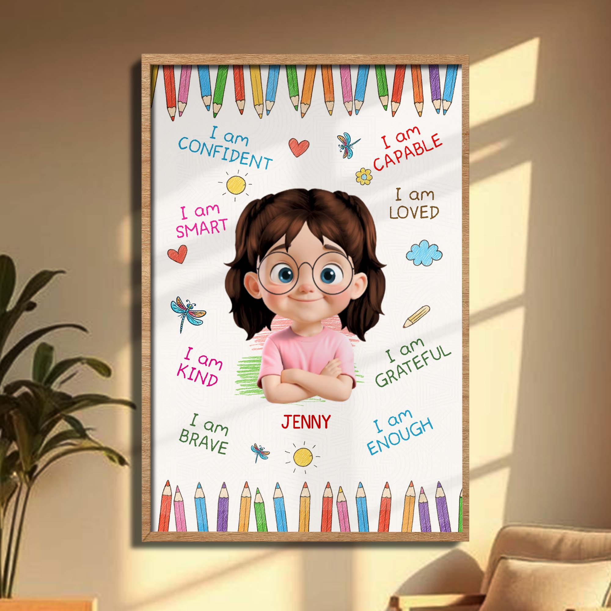 I Am Confident, I Am Smart, Motivational Affirmations For Girls - Personalized Custom Vertical Poster - KID312_VPOS
