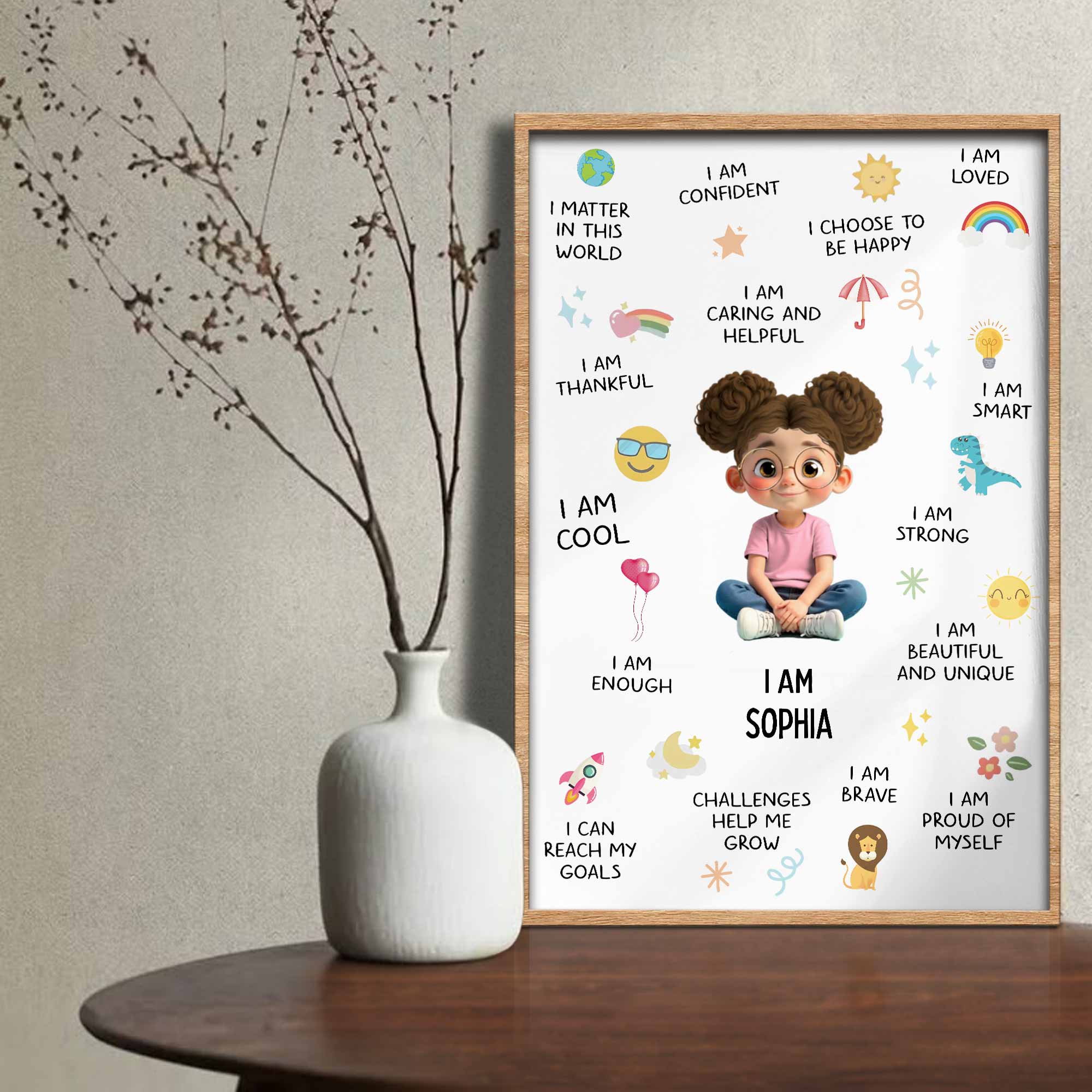I Am Confident, Brave, And Beautiful Custom Poster - Personalized Custom Vertical Poster - KID324_VPOS