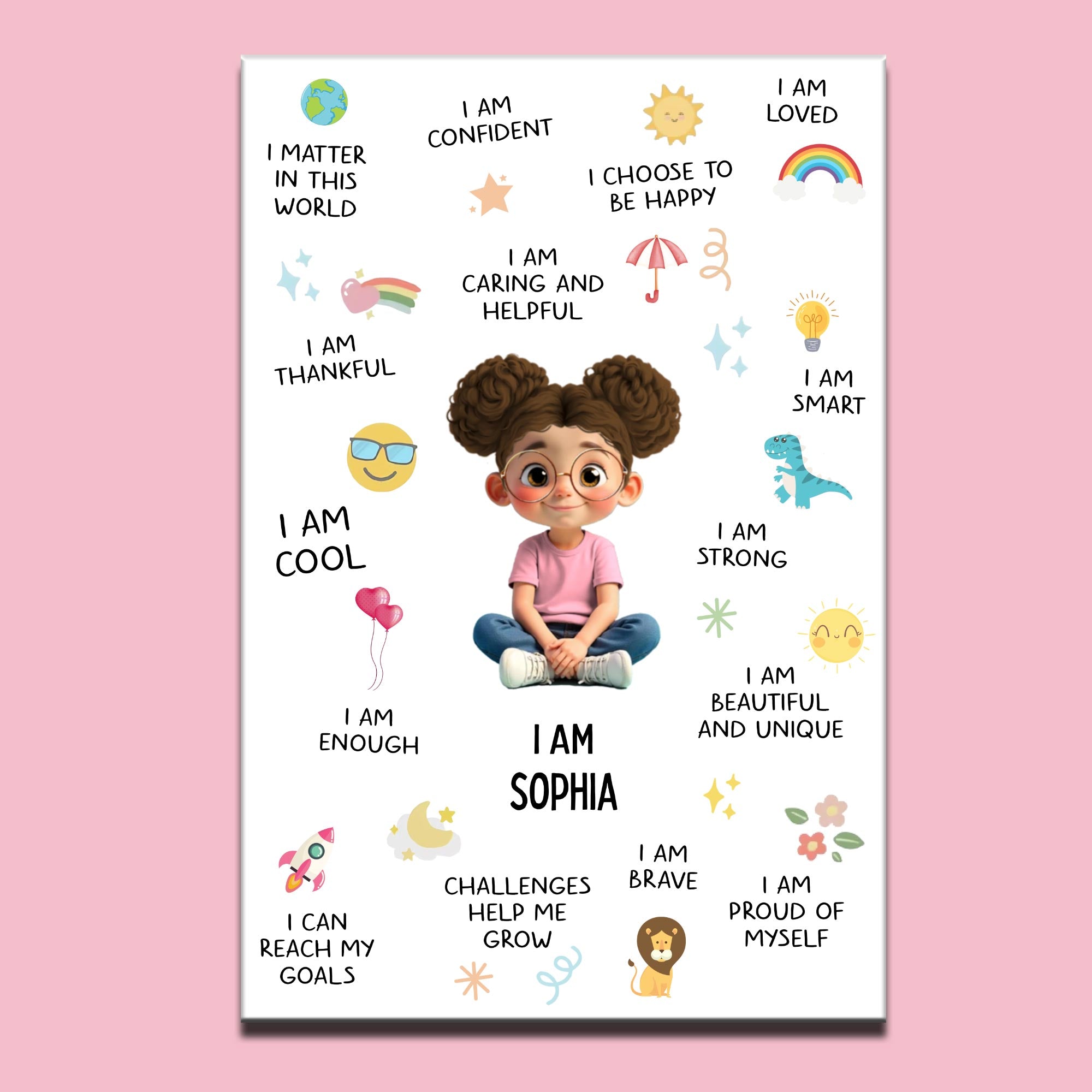 I Am Confident, Brave, And Beautiful Custom Poster - Personalized Custom Vertical Poster - KID324_VPOS