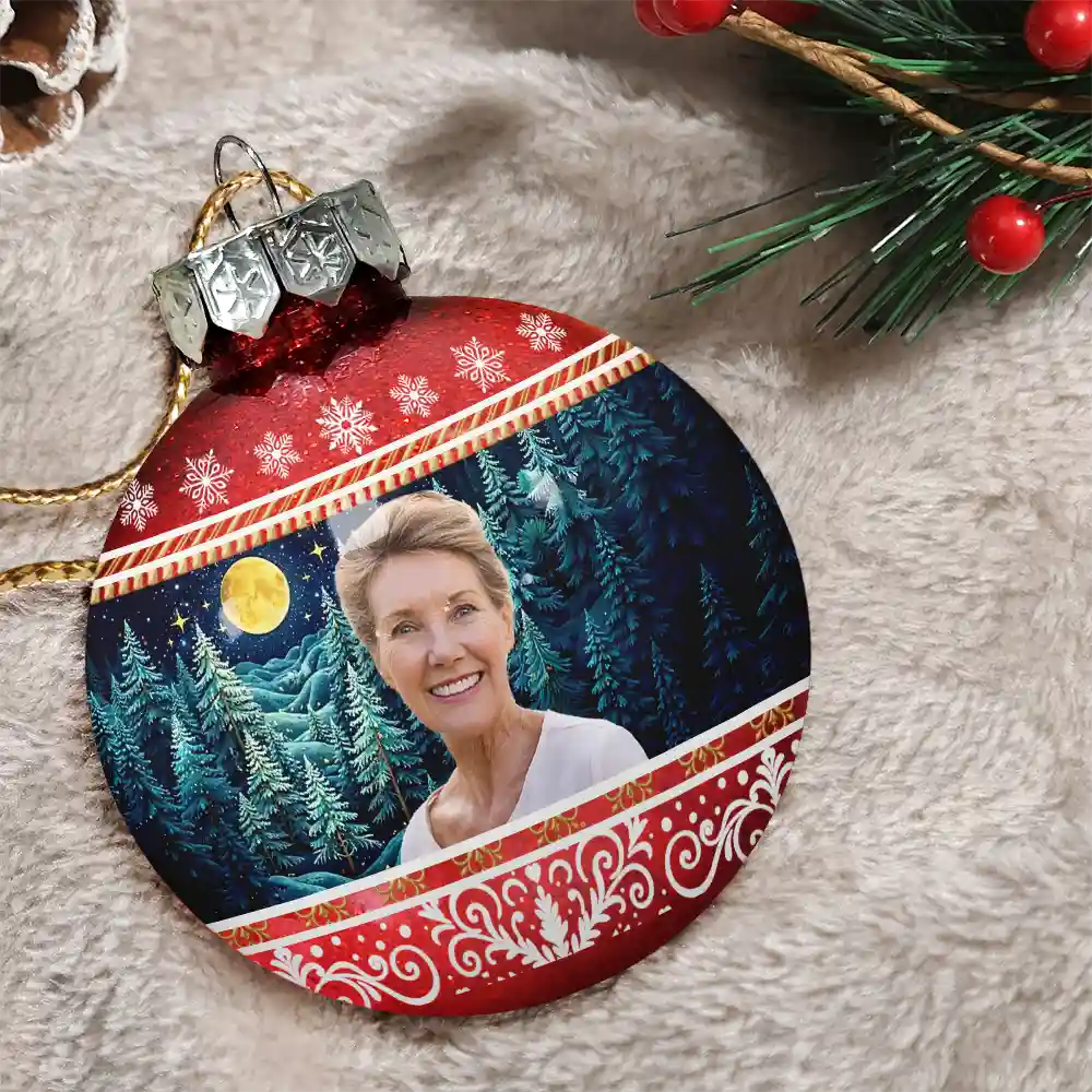 Custom Photo Vintage Memorial Christmas Winter Scene - Personalized Ball Ornament