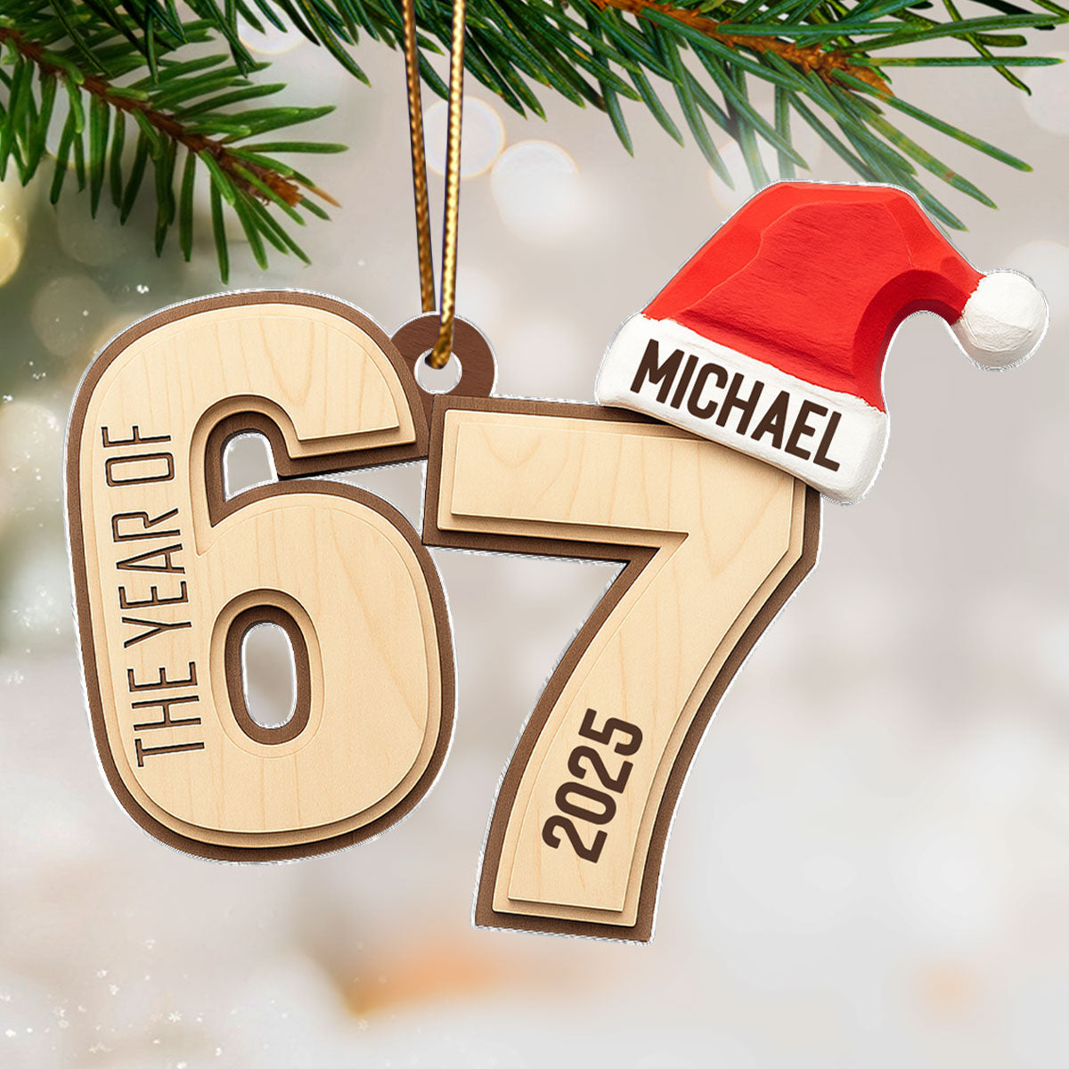 Custom Six Seven - Personalized Acrylic Ornament - Teen Slang Funny Tree Decor, Funny Teen Grandkid Gift